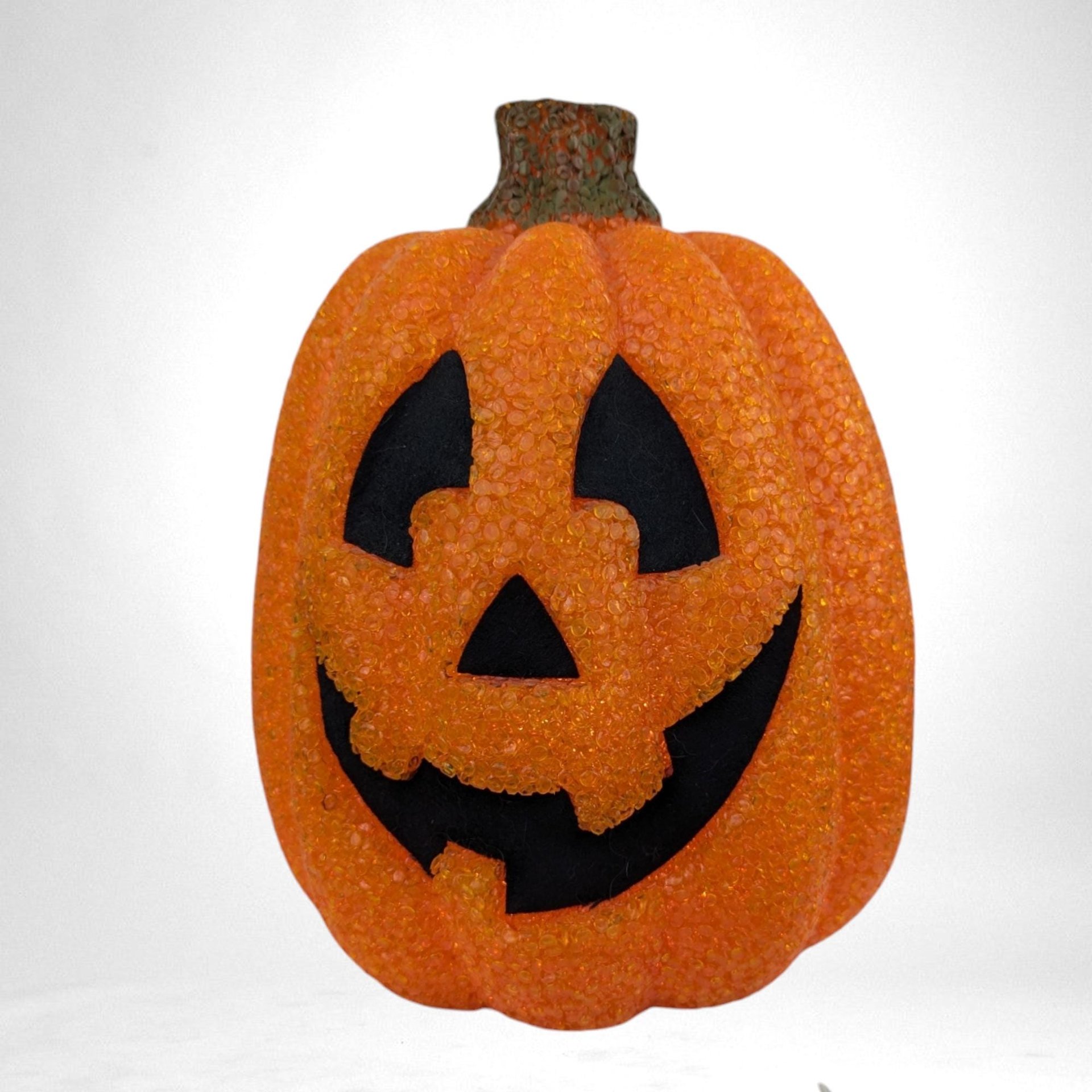 Vintage Melted Plastic Popcorn Light Up Jack O'Lantern | 9 1/2" Tall | Halloween Decor | Working Light