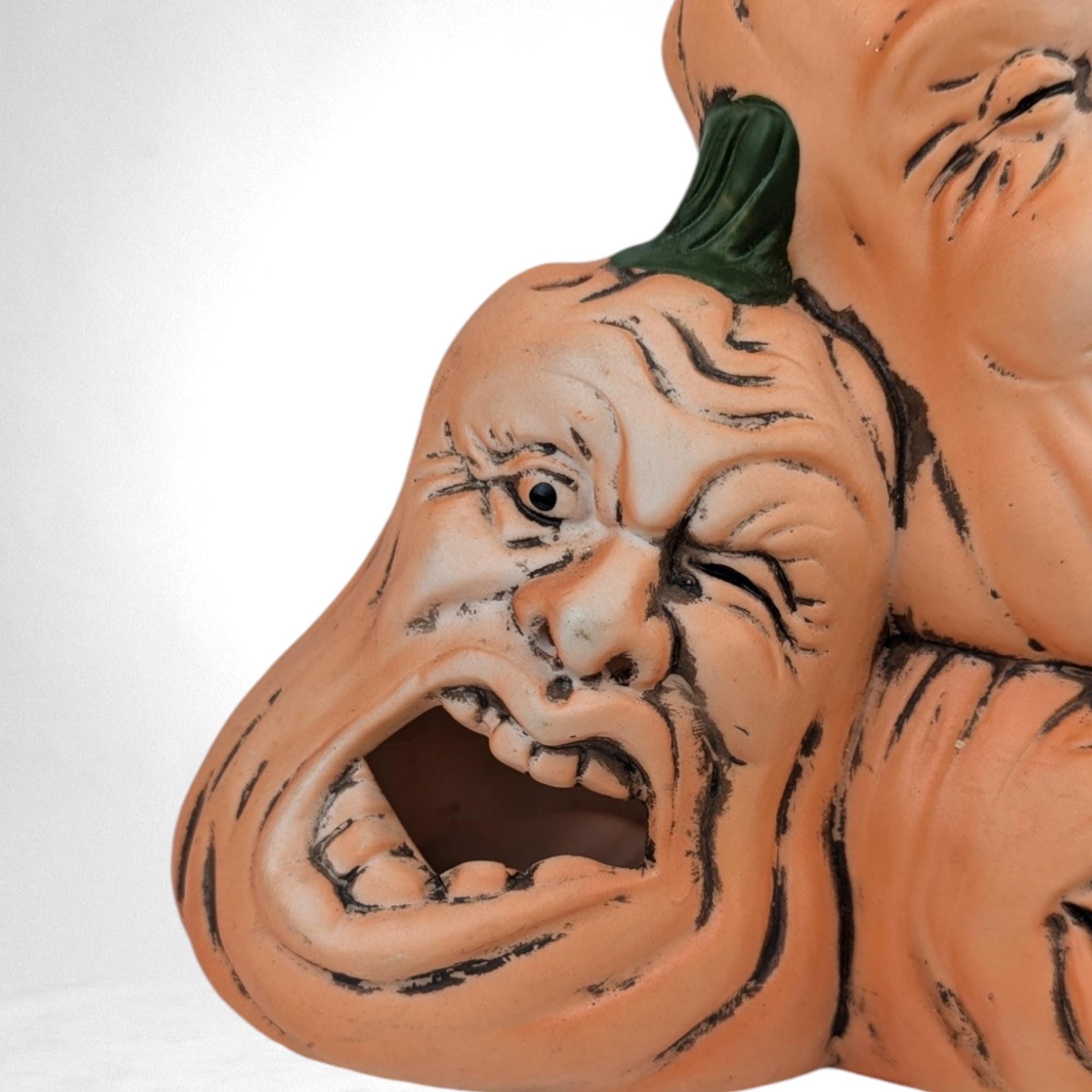 Vintage Ceramic Jack O' Lantern Pile Candle Holder | 5 1/2" Tall | Halloween Decor | Fall Centerpiece