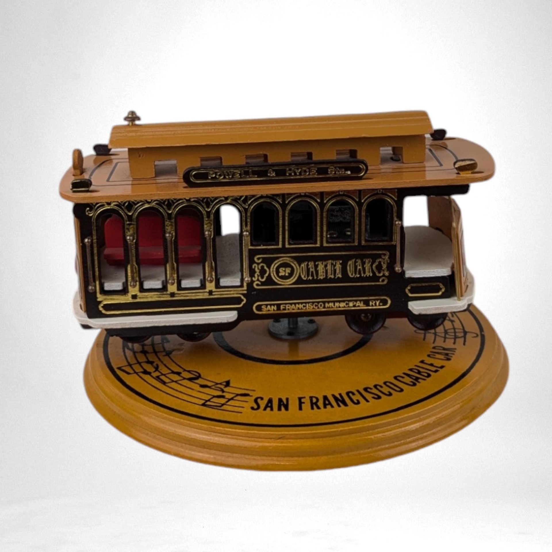 Vintage San Francisco Cable Car Music Box - Rotating Train, Collectible Souvenir, Home Decor, Gift for Travel Lovers, Powell and Hyde