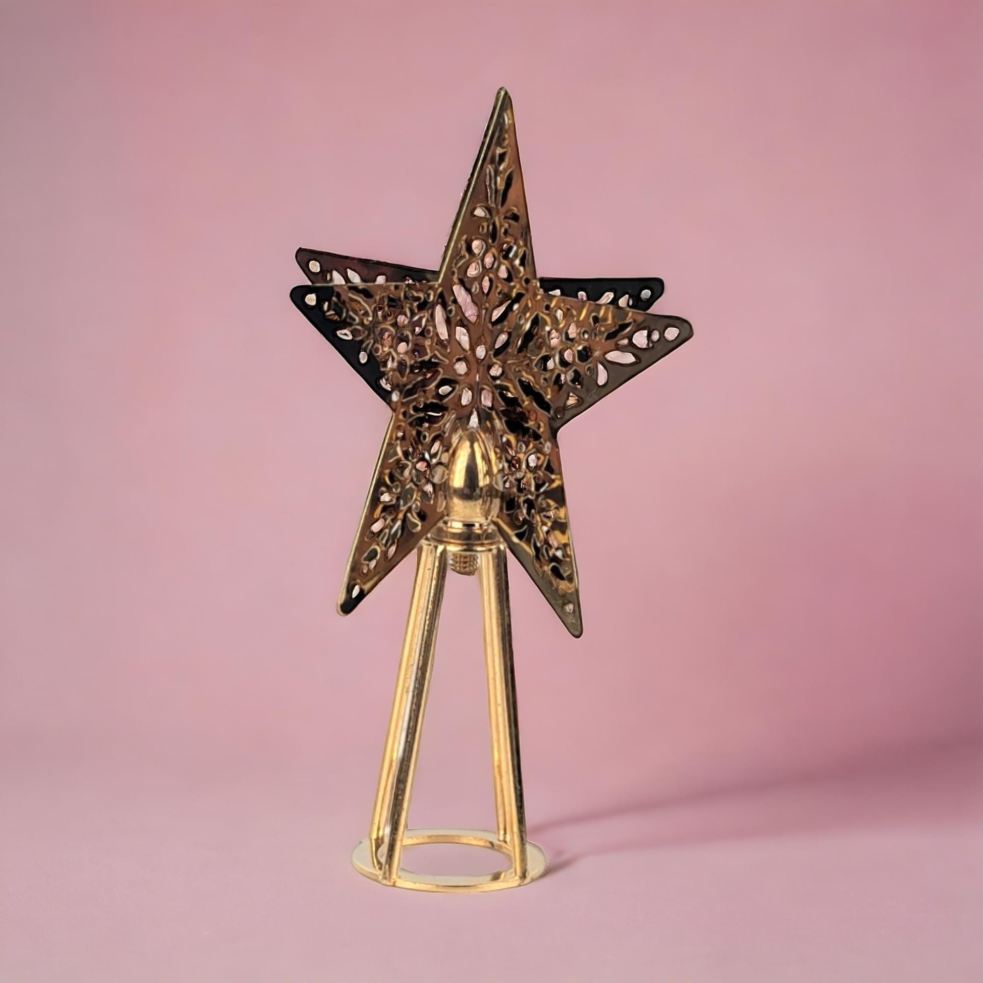 1995 Hallmark Shining Star Tree Topper | Vintage Christmas Decor | Miniature Tree Topper | Gold Star Ornament | Holiday Decor