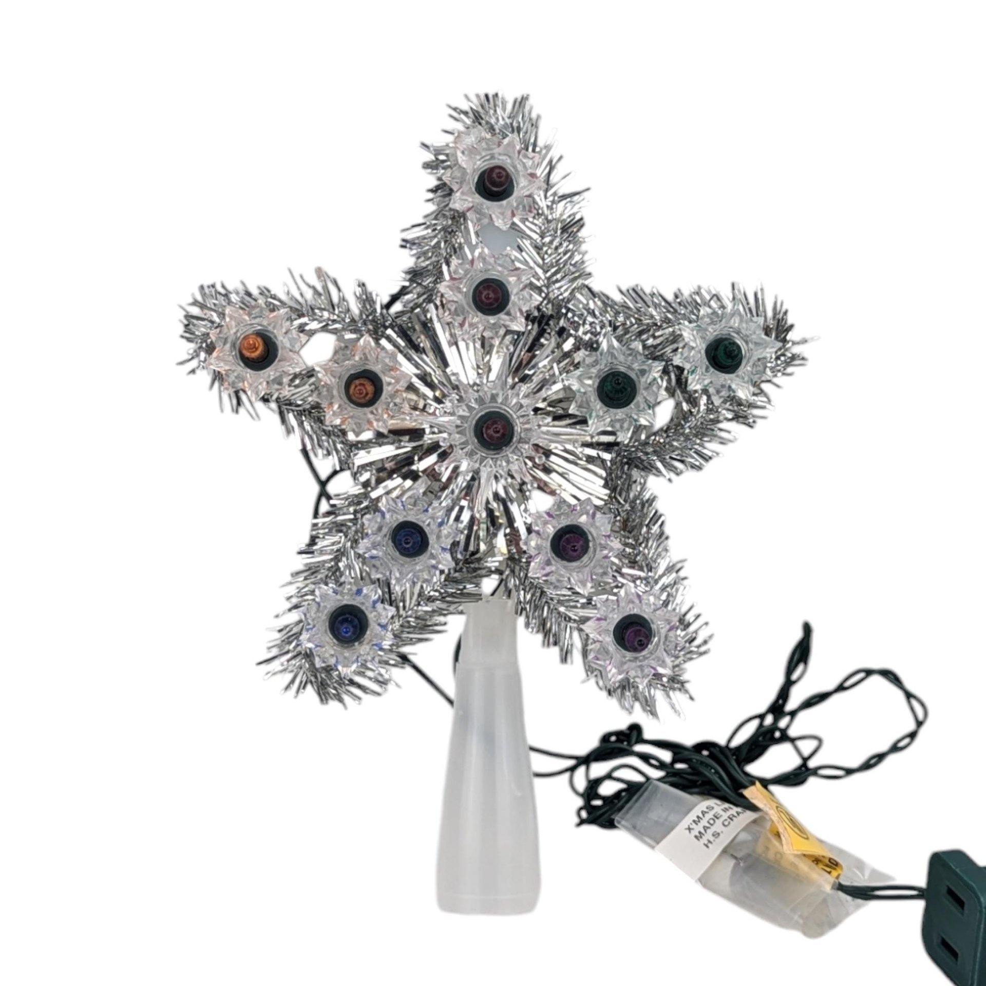 Vintage 11-Light Star Tree Topper, Mid-Century Modern Christmas Decor, Atomic Starburst