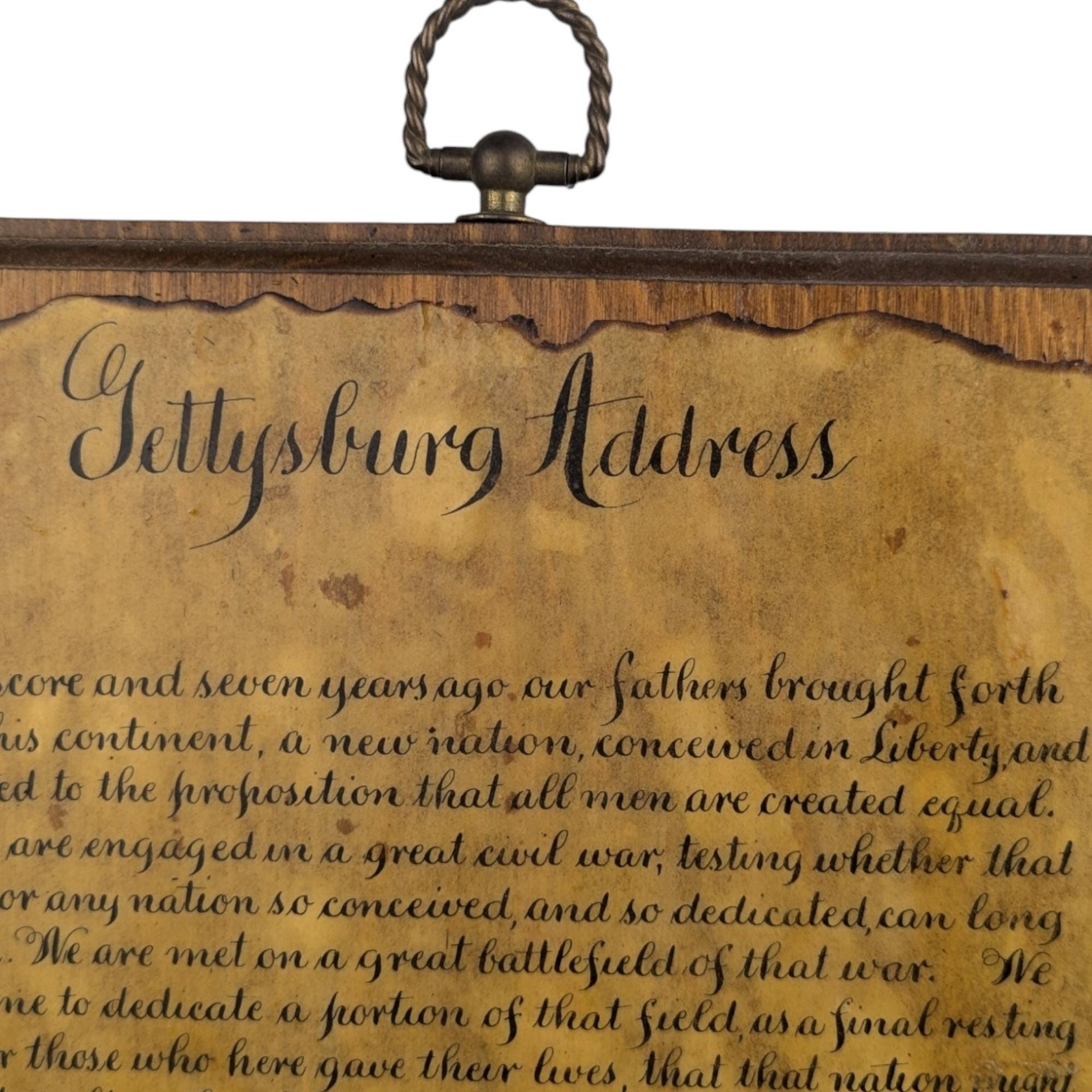 Vintage Gettysburg Address Wooden Plaque - Wall Hanging - American History Decor