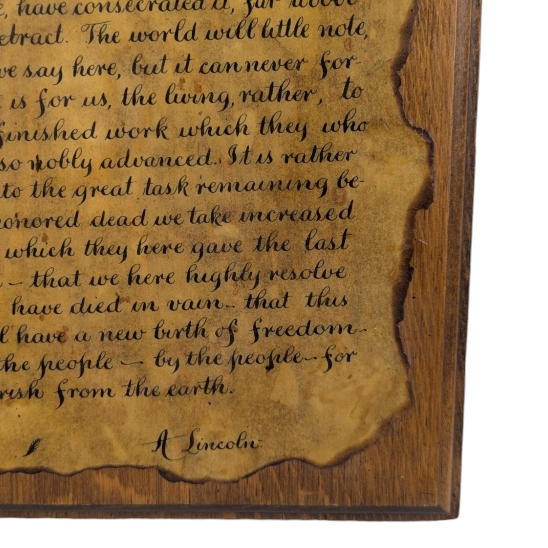 Vintage Gettysburg Address Wooden Plaque - Wall Hanging - American History Decor