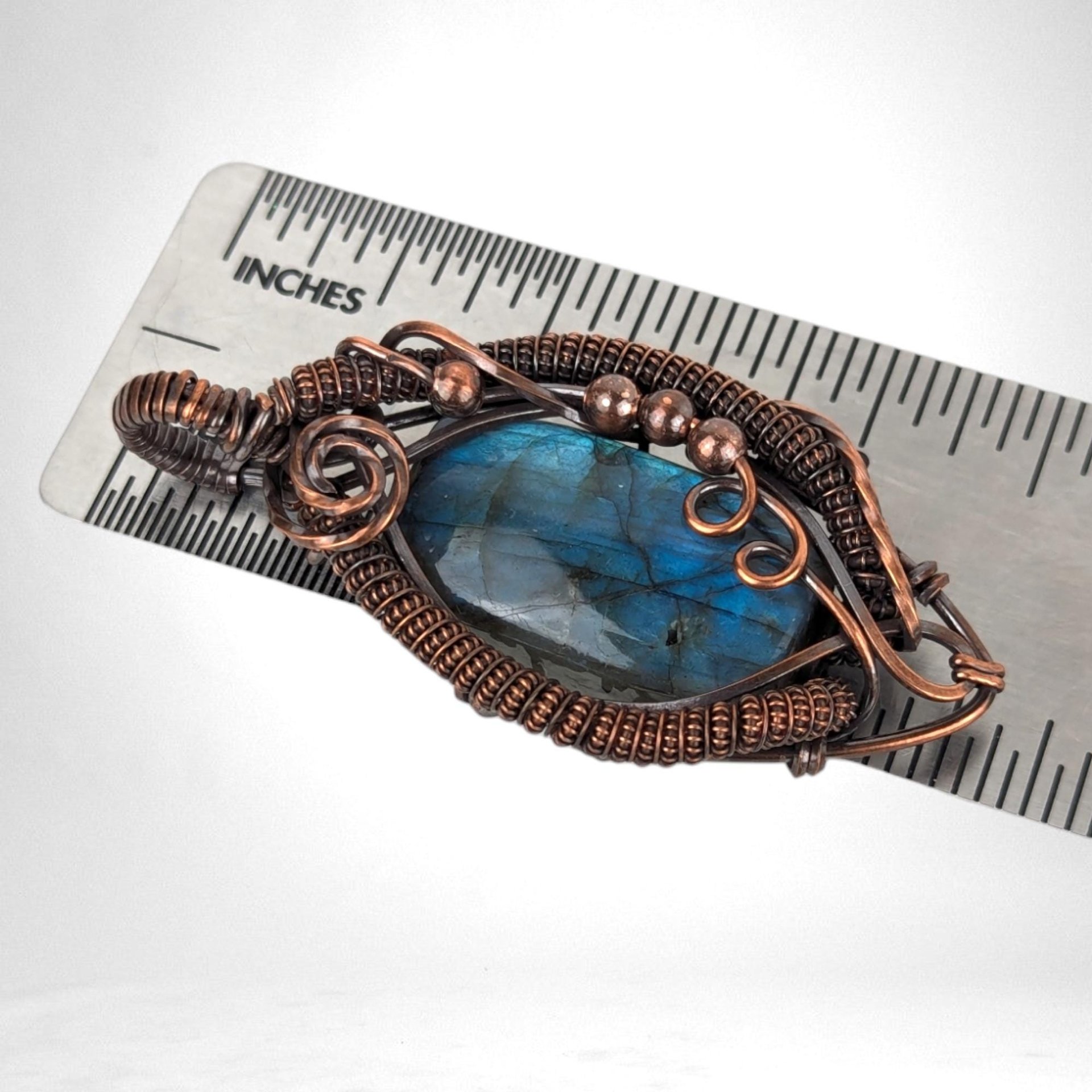 Wire Wrapped Blue Labradorite Pendant, Handcrafted Gemstone Jewelry, Unique Gift Idea