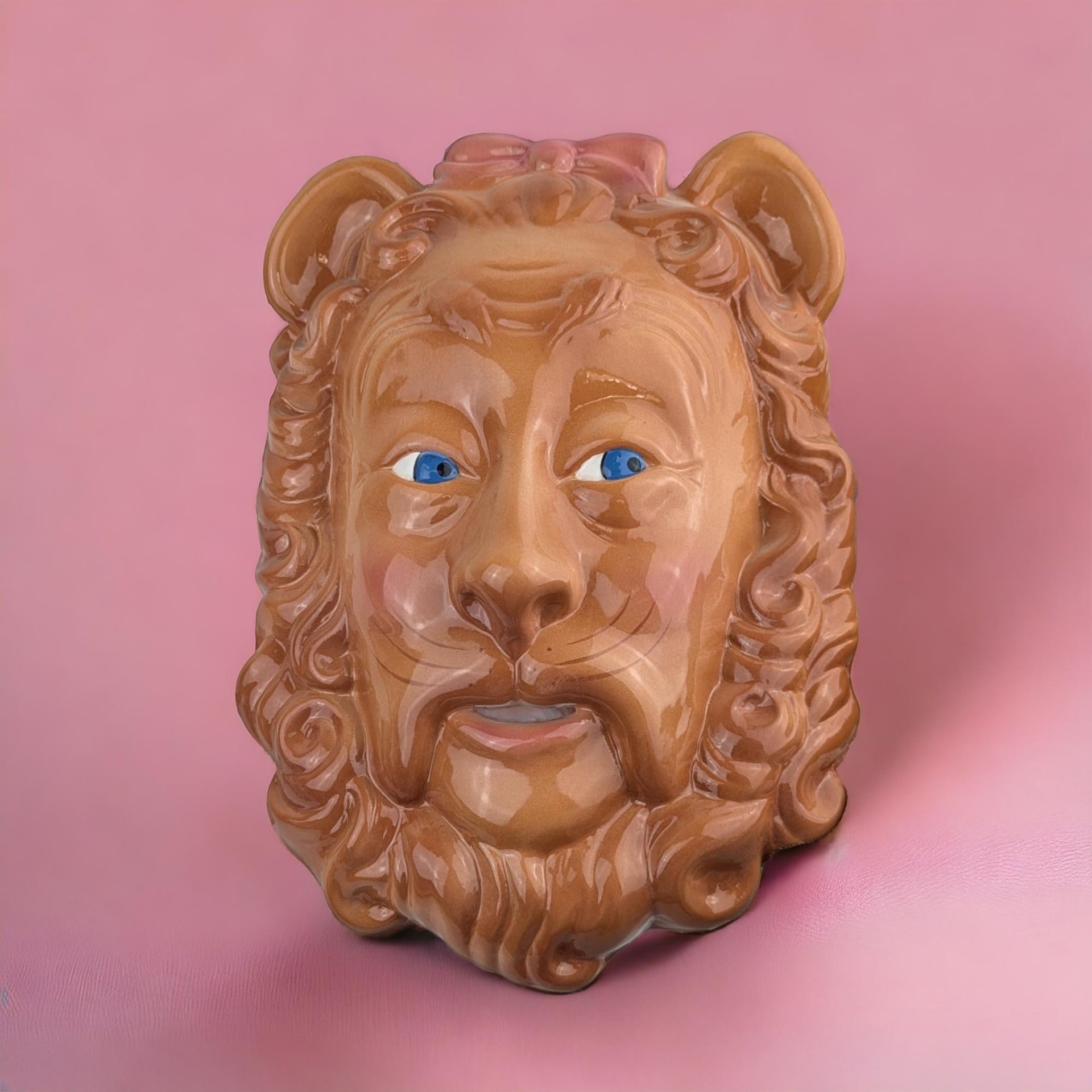 Vintage 1995 Clay Art Wizard of Oz Cowardly Lion, Tin Man and Cowardly Lion Wall Mask Set - Turner Entertainment - Whimsical Home Decor