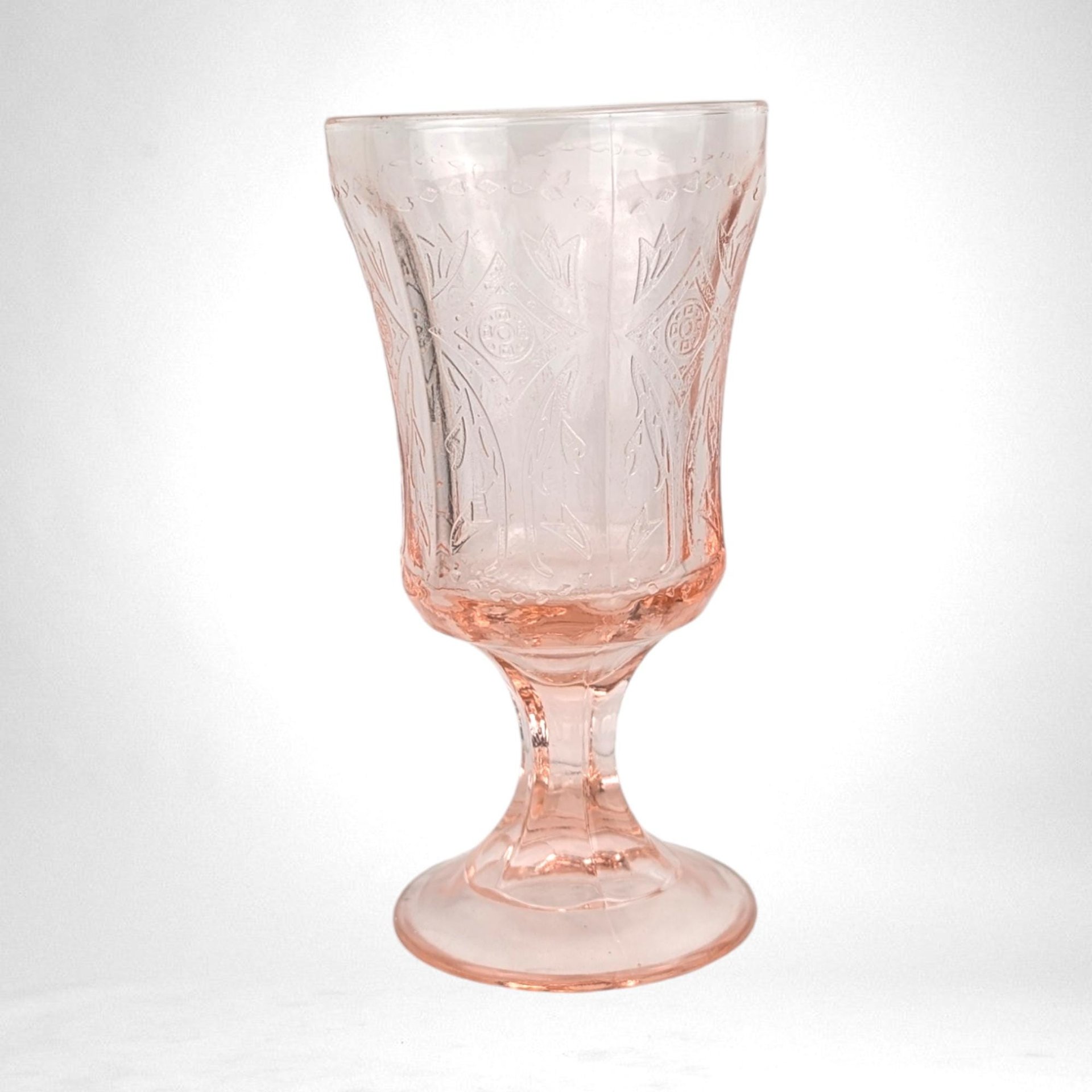 Set of 4 Vintage Indiana Glass Recollection Pink Water Goblets - Elegant Glassware - Table Setting