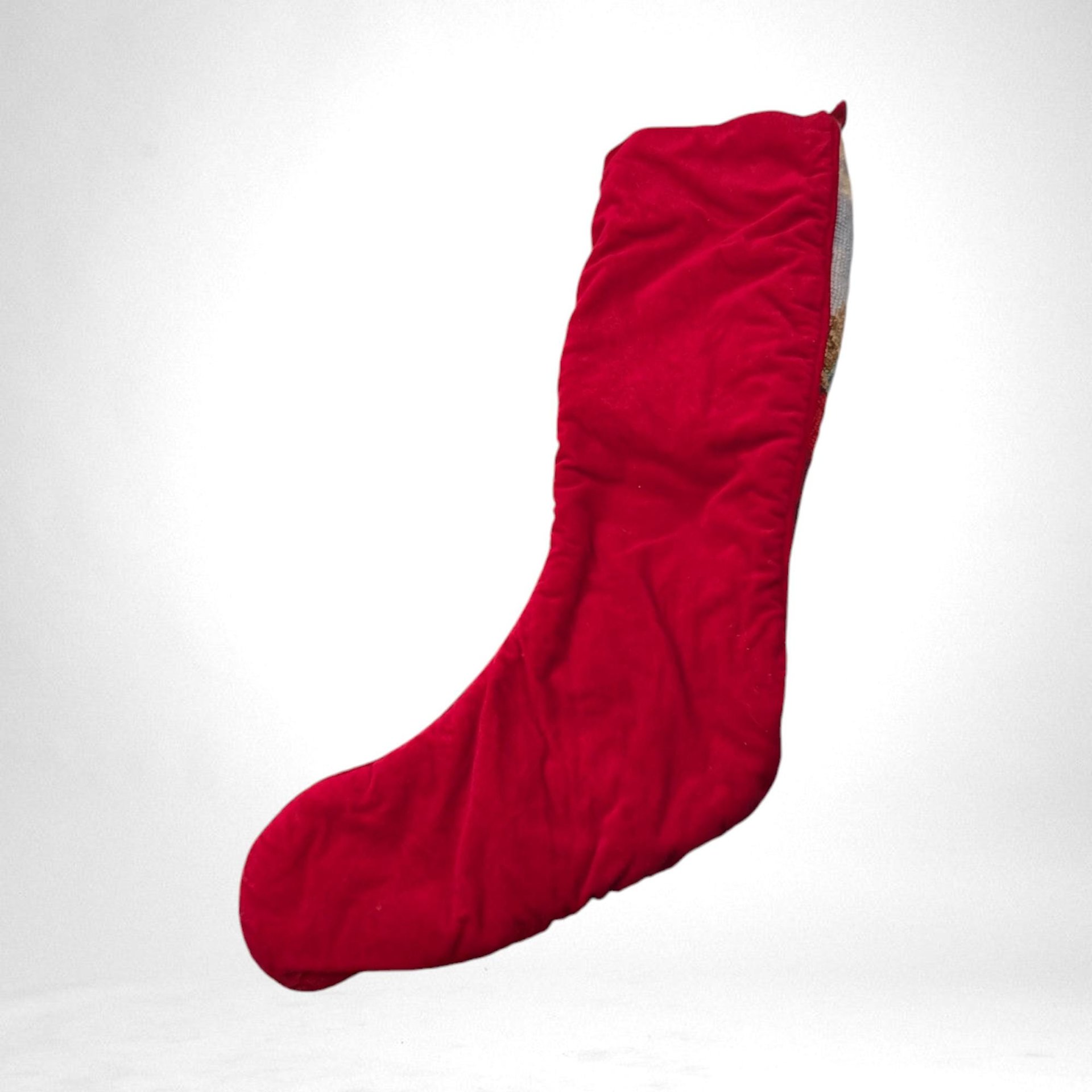 Vintage Santa in Chimney Needlepoint Christmas Stocking, 20", Hand-Stitched Holiday Decor