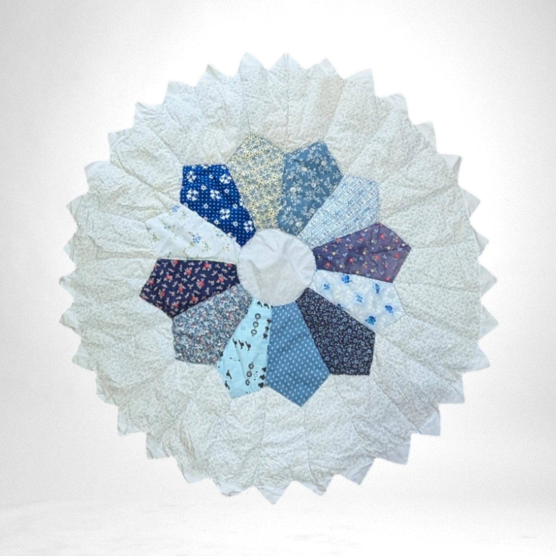 Vintage Handmade Quilted Table Topper | 28" Round | Home Decor | Cottagecore | Farmhouse Style