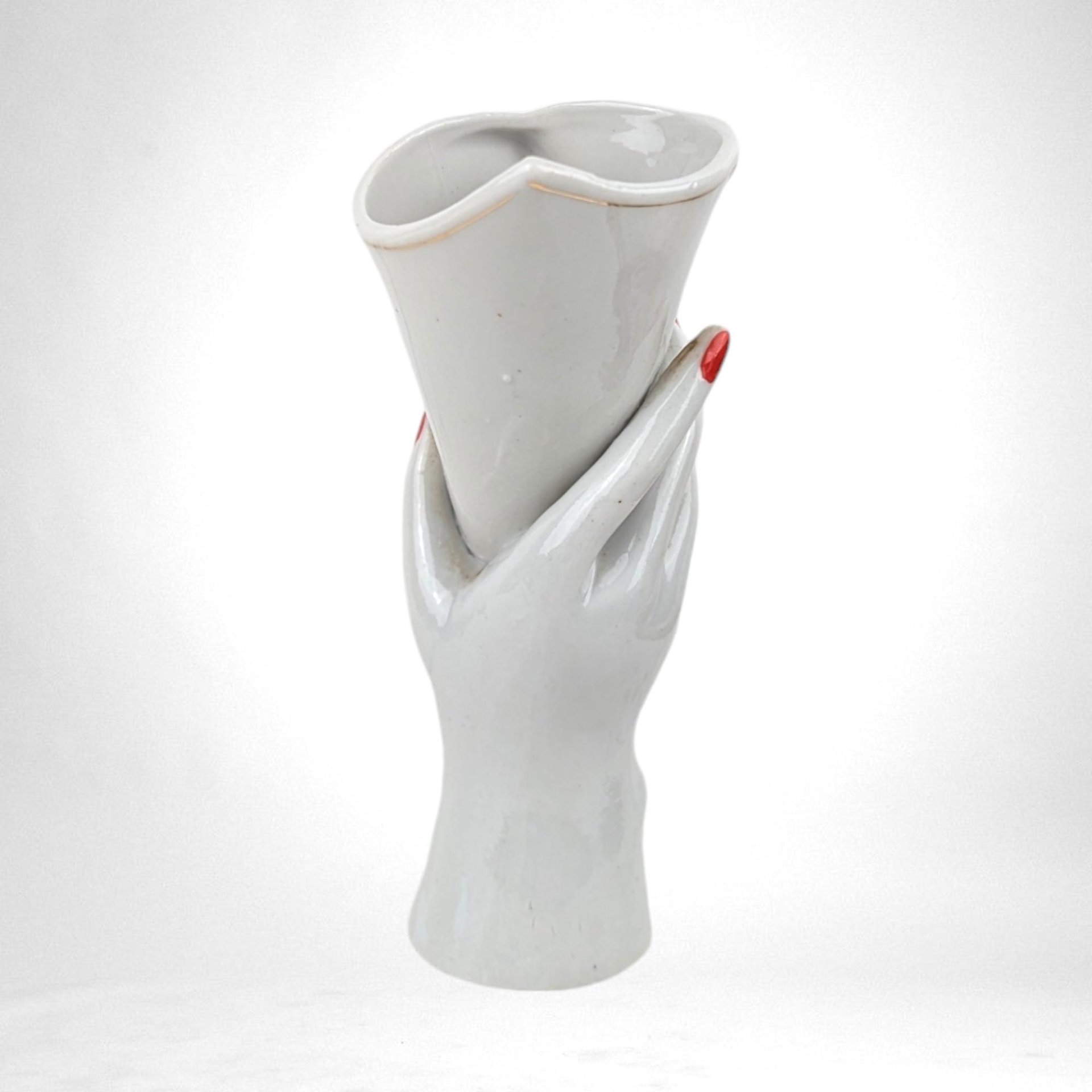 Vintage Hand Holding Vase, Ceramic Floral Vase, Unique Flower Vase, Lady Hand Vase, Shabby Chic Decor, Cottagecore Decor, Mother's Day Gift
