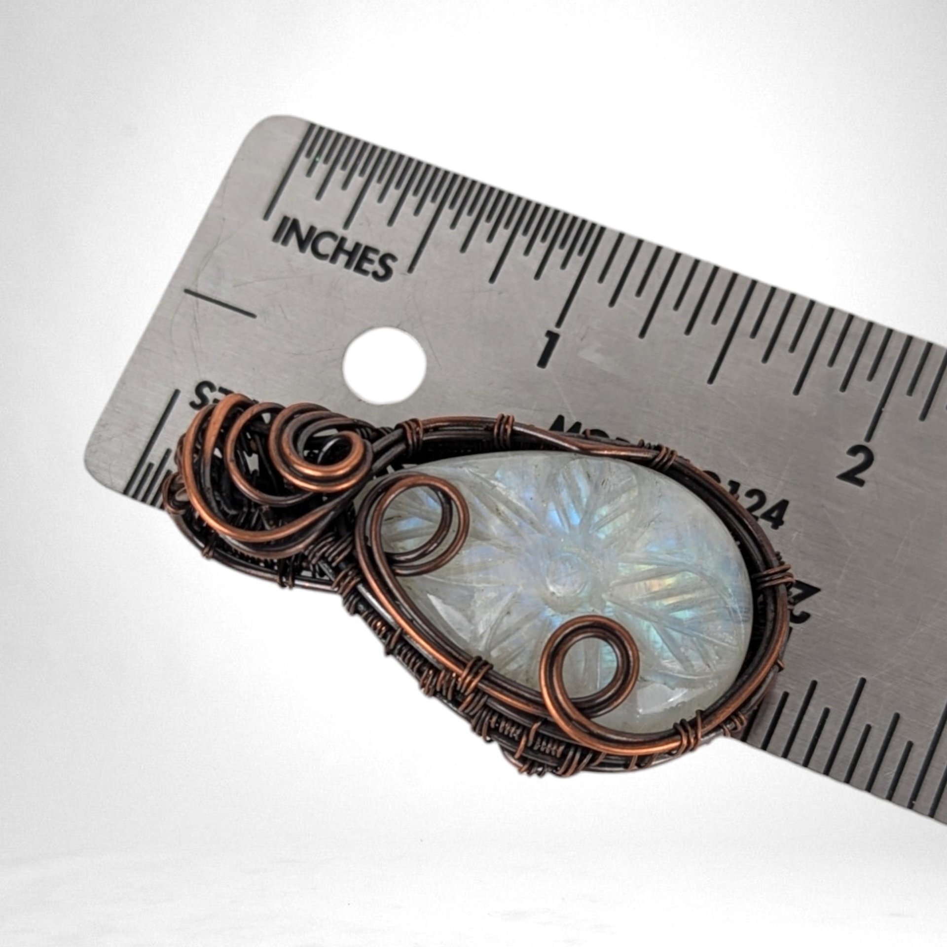 Gift for Her, Moonstone Pendant, Copper Jewelry, Birthday Gift, Christmas Gift, Bohemian Necklace, Wire Wrapped Pendant, Handmade