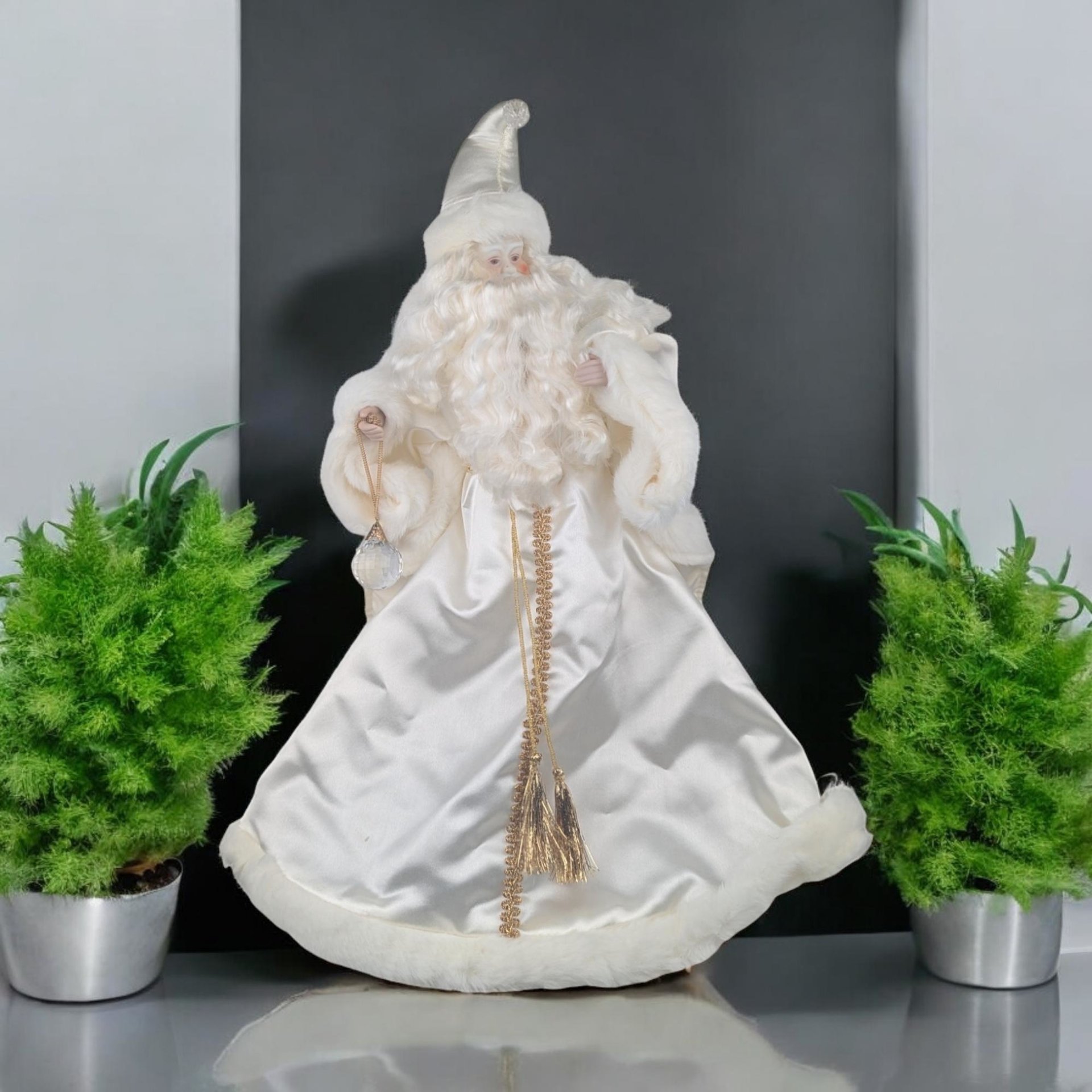 Vintage Father Christmas Musical Tree Topper, House of Lloyd, 18 1/2", Plays "Jingle Bells"