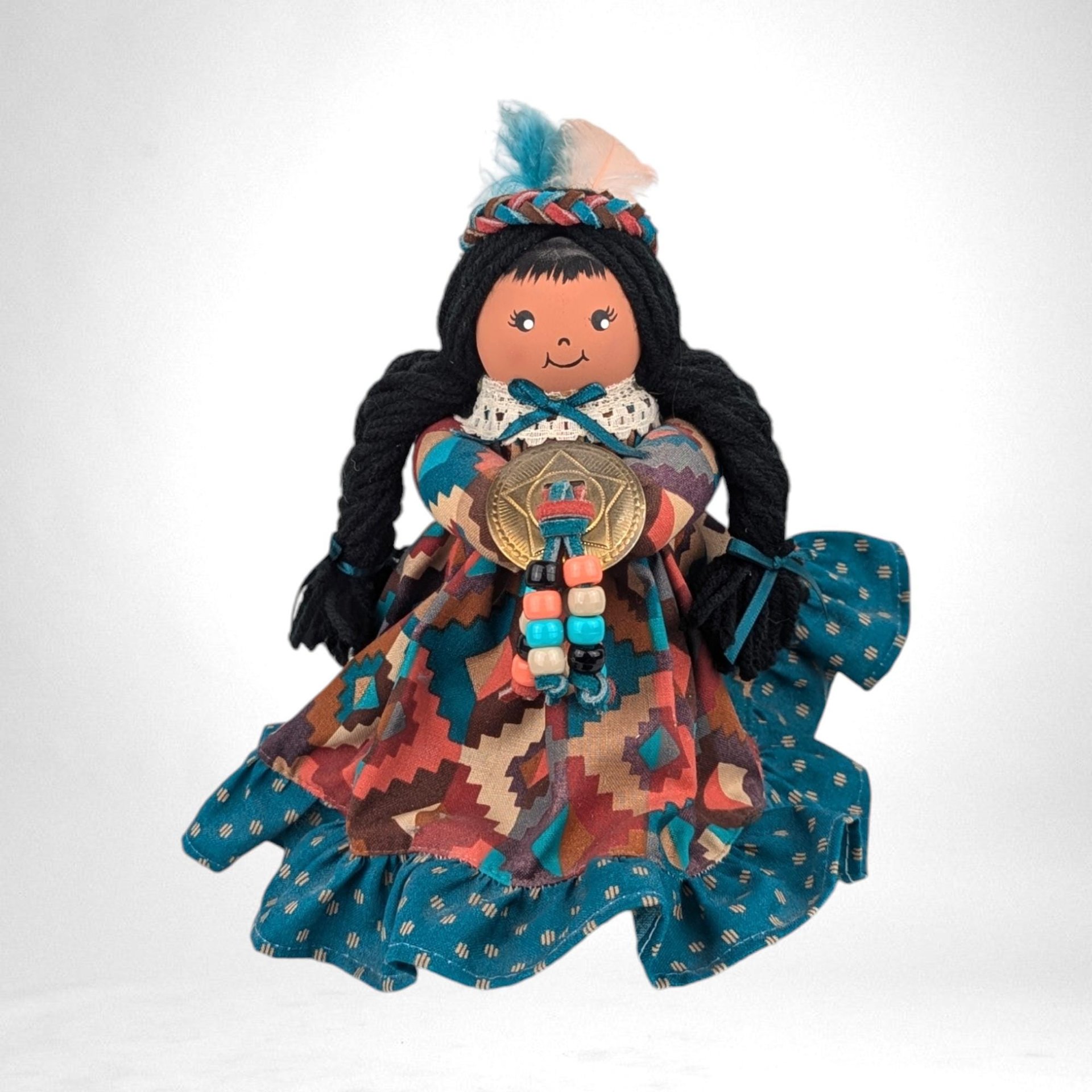 Vintage Native American Doll, Air Freshener Base, 7", Southwest Decor, Unique Gift