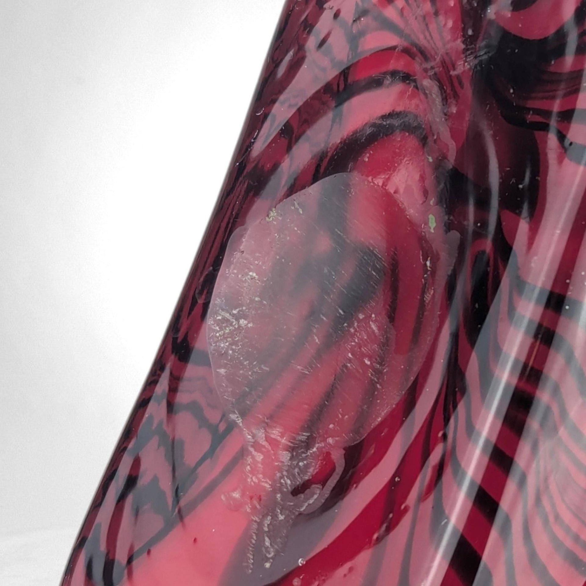 Vintage Art Glass Red Striped Purse | 9" Tall | Unique Home Decor | Bold Statement Piece