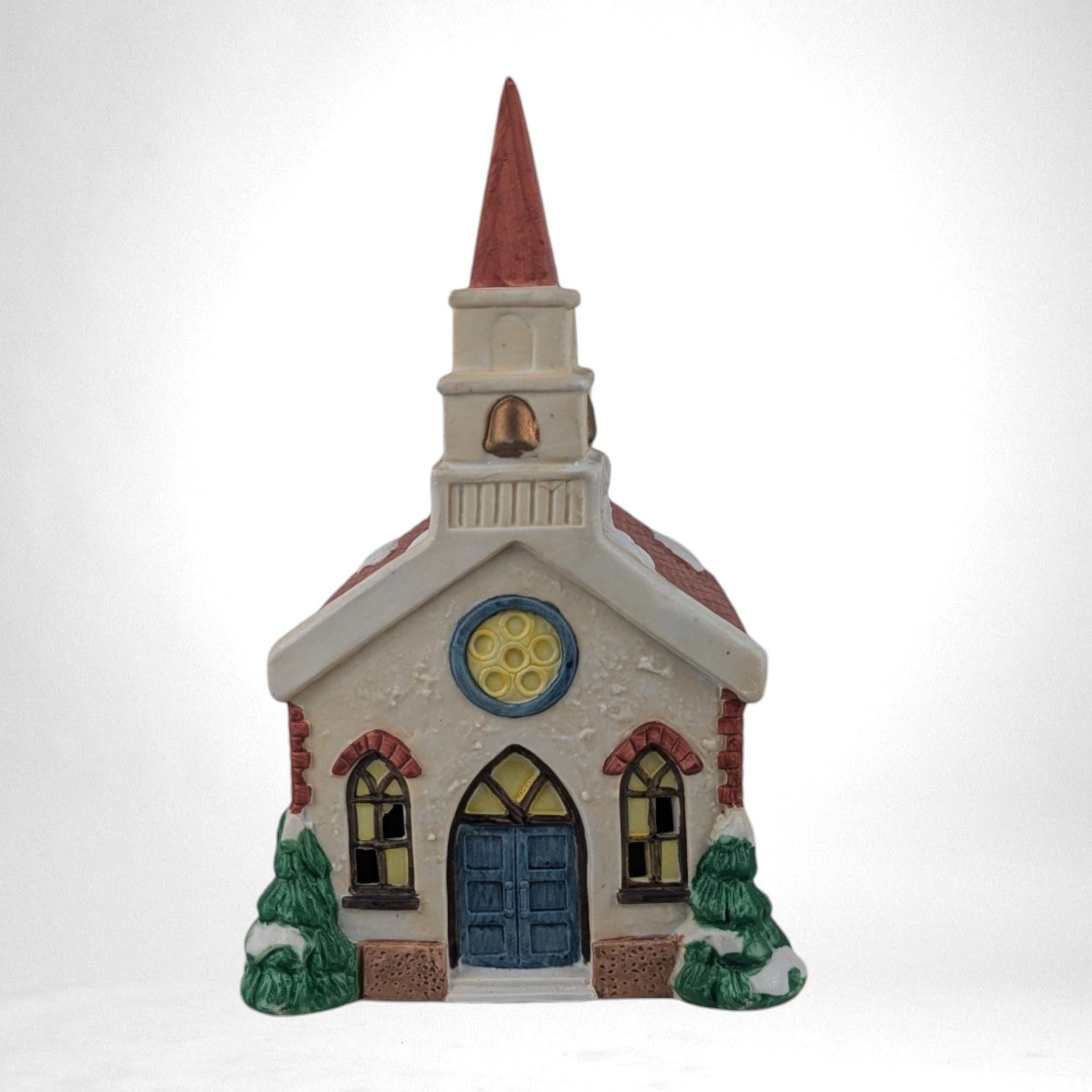 Vintage 1991 Ceramic Saint Mary's Church Village House | Lighted Christmas Village Building | Holiday Decor | Collectible Figurine