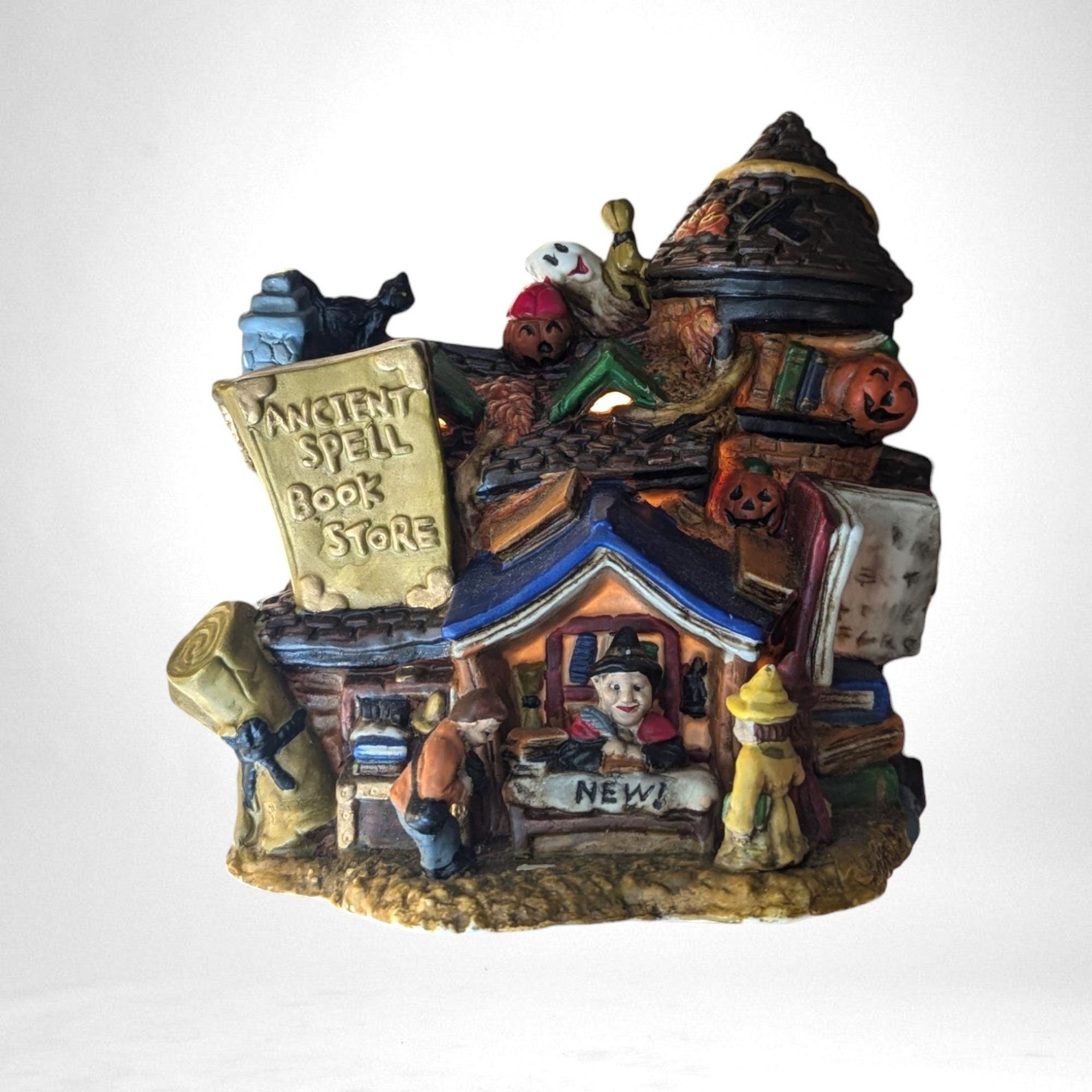 Vintage Halloween Ceramic Houses | Spooky Hollow Village | Haunted House, Bookstore, Witch Boutique | Collectible Halloween Decor