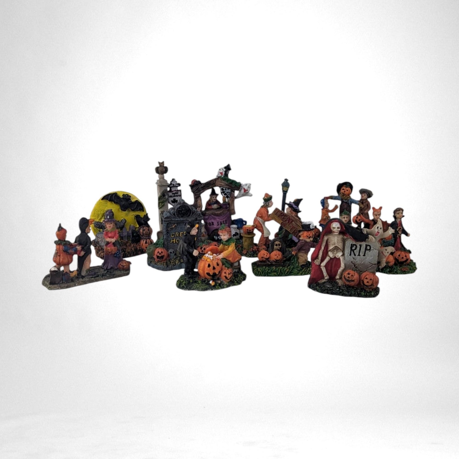 Vintage Halloween Village Accessories | Spooky Town Collection | Resin Figures | Halloween Decor
