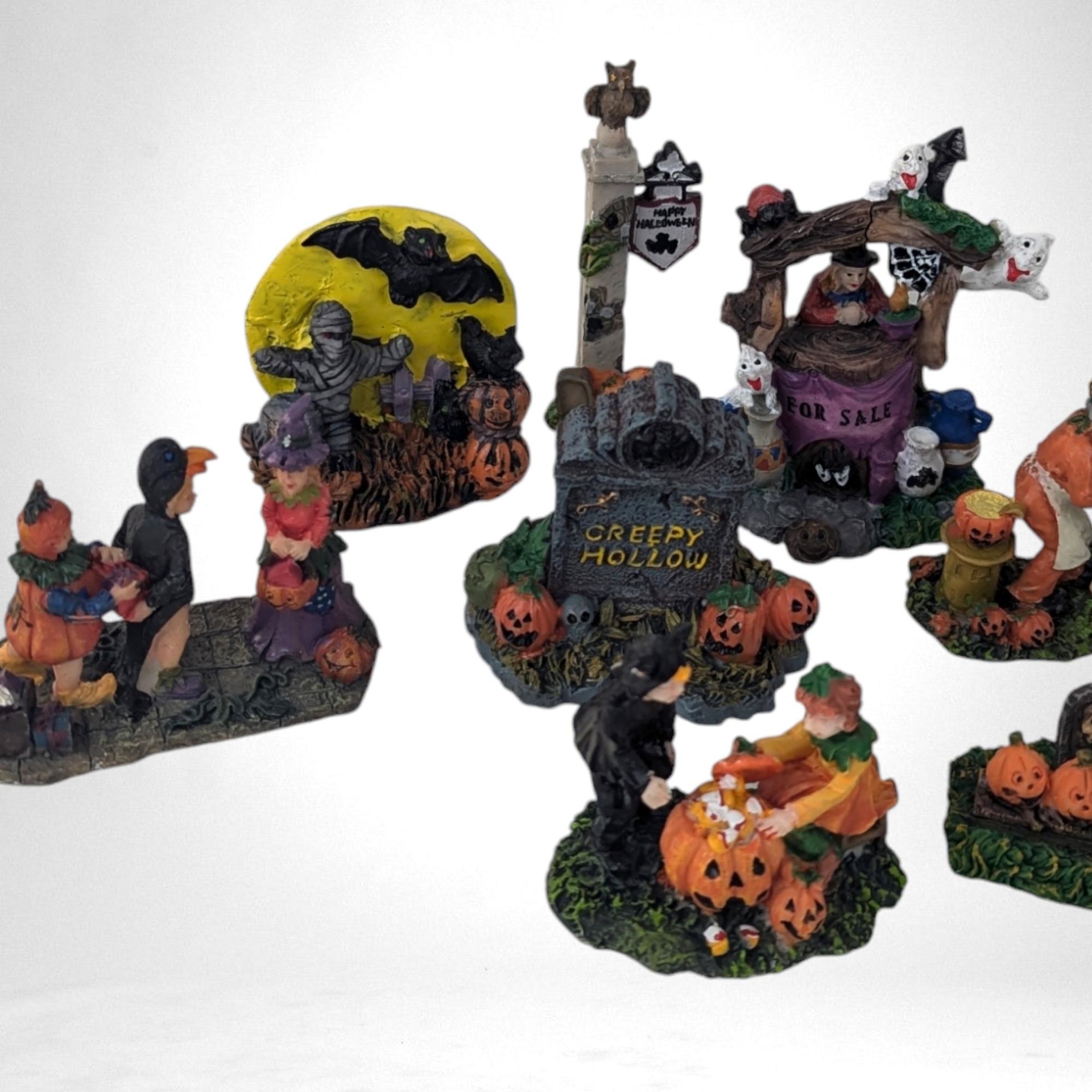 Vintage Halloween Village Accessories | Spooky Town Collection | Resin Figures | Halloween Decor
