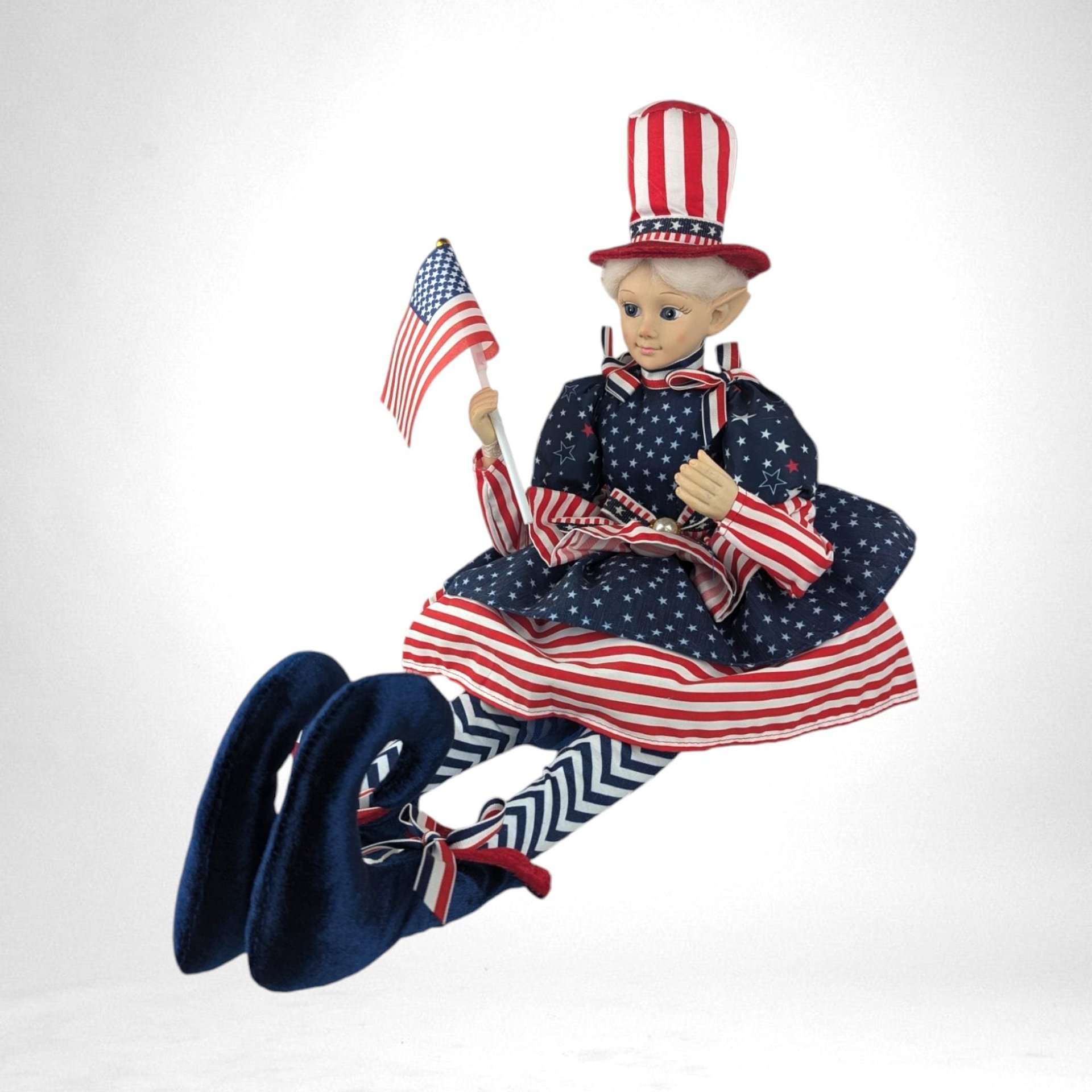 Vintage Cynthia Rowley 4th of July Elf | Patriotic Doll | Red, White, and Blue | Americana Decor