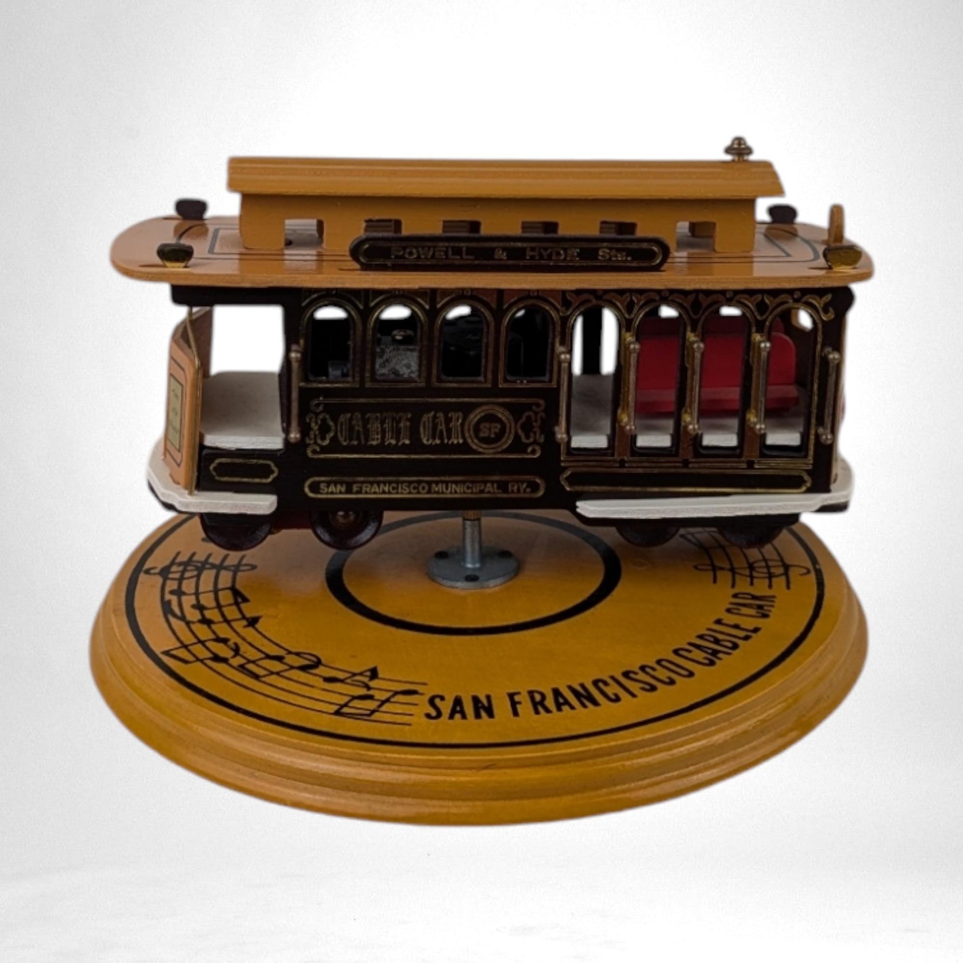 Vintage San Francisco Cable Car Music Box - Rotating Train, Collectible Souvenir, Home Decor, Gift for Travel Lovers, Powell and Hyde