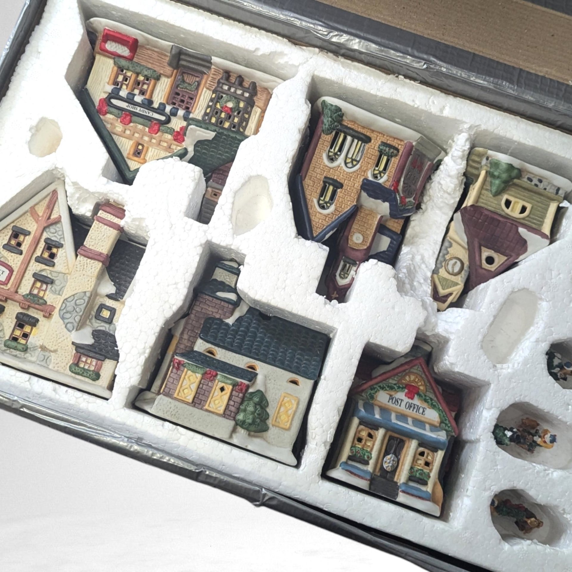 Vintage Victorian Village Candle Holder Set, Christmas Village, Ceramic Houses, Figurines, Holiday Decor, Table Centerpiece, Mantle Decor