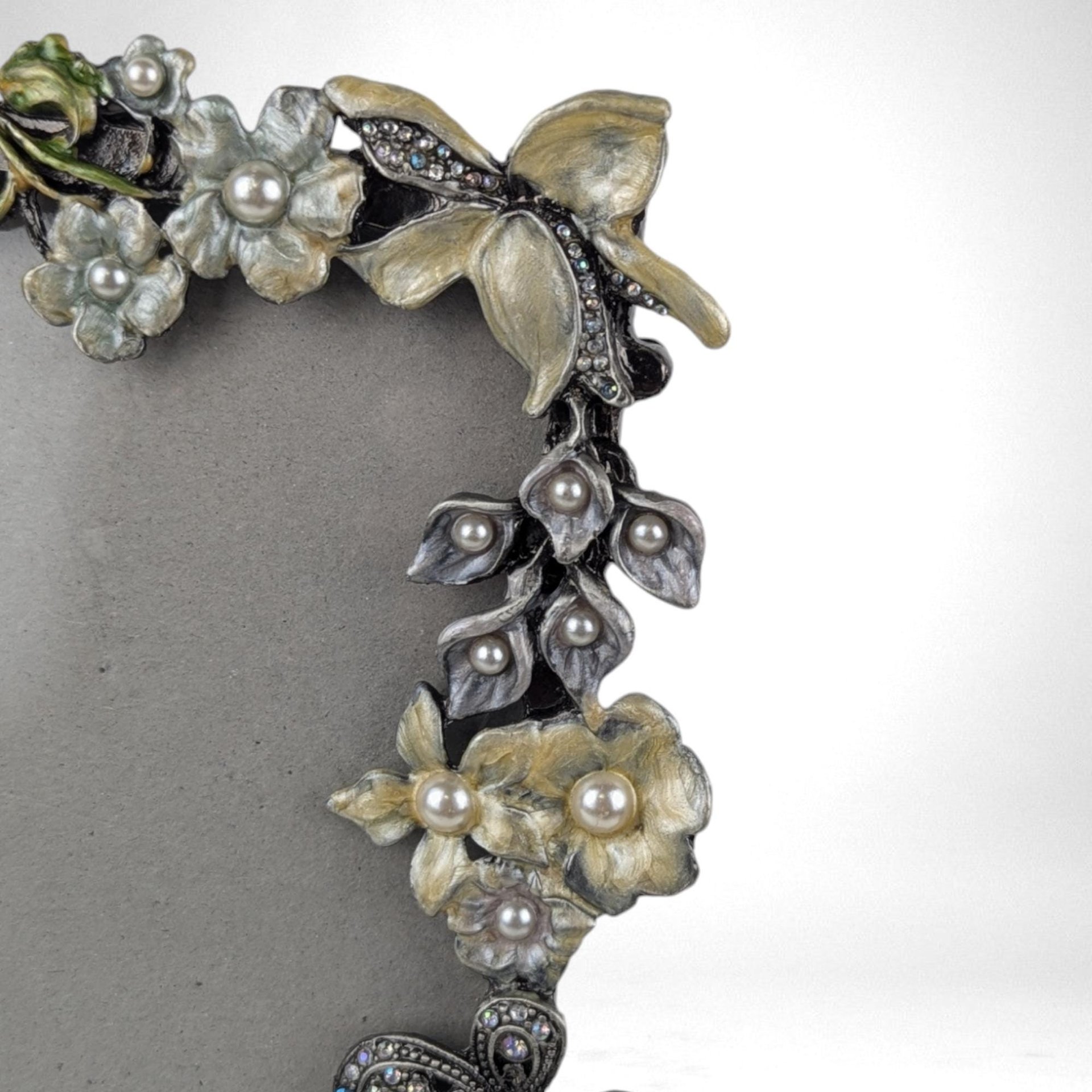 Vintage Sicura Metal and Enamel Picture Frame, Floral Butterfly Design, 4x6 Photo, Home Decor, Gift for Her