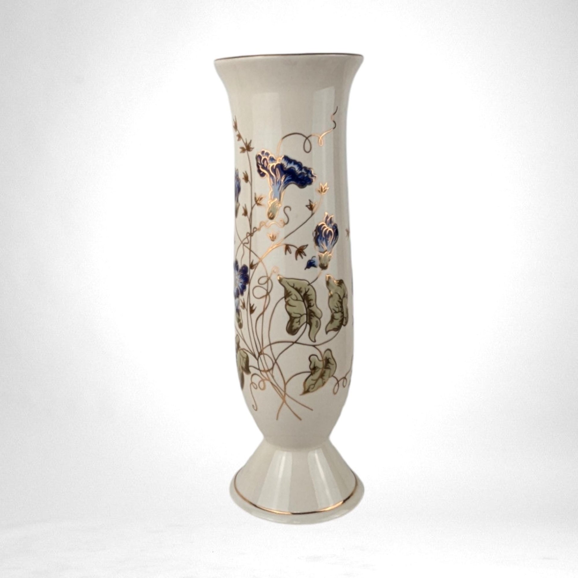 Vintage Zsolnay Hungary Vase, Porcelain Vase, Blue Flower Vase, Hand Painted Floral Vase, Home Decor, Gift for Collector