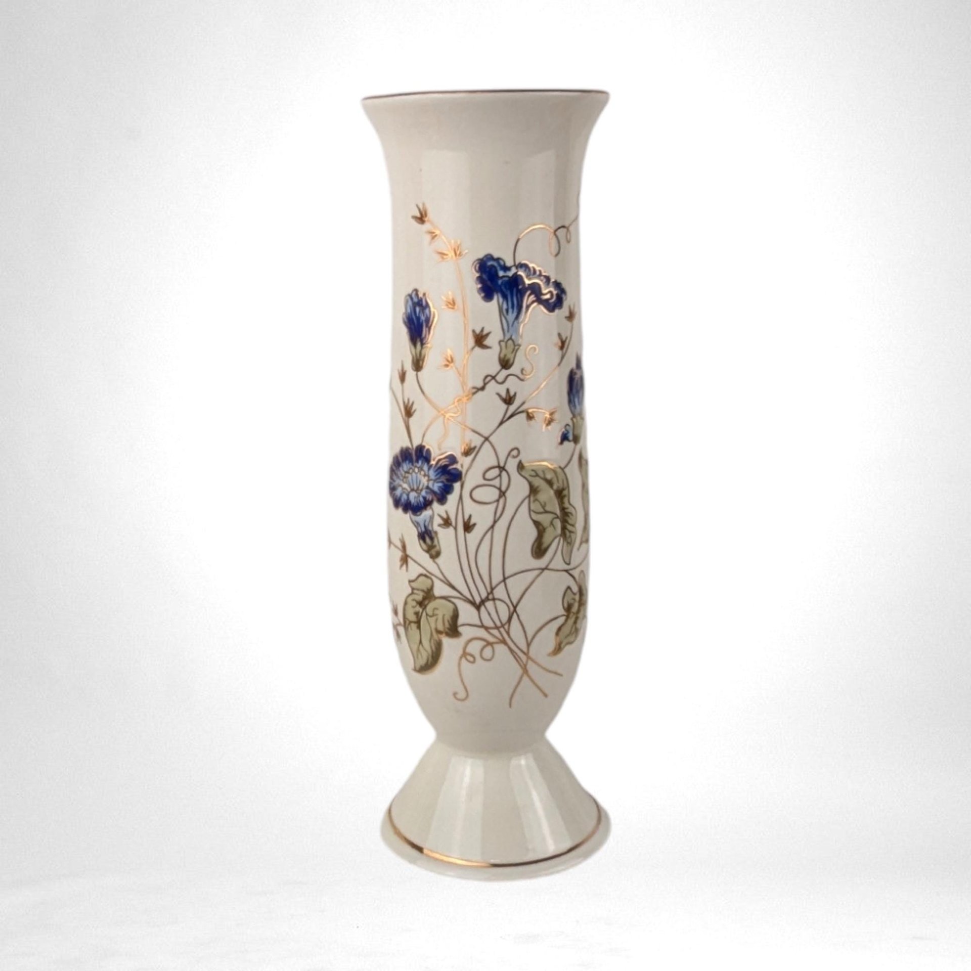 Vintage Zsolnay Hungary Vase, Porcelain Vase, Blue Flower Vase, Hand Painted Floral Vase, Home Decor, Gift for Collector
