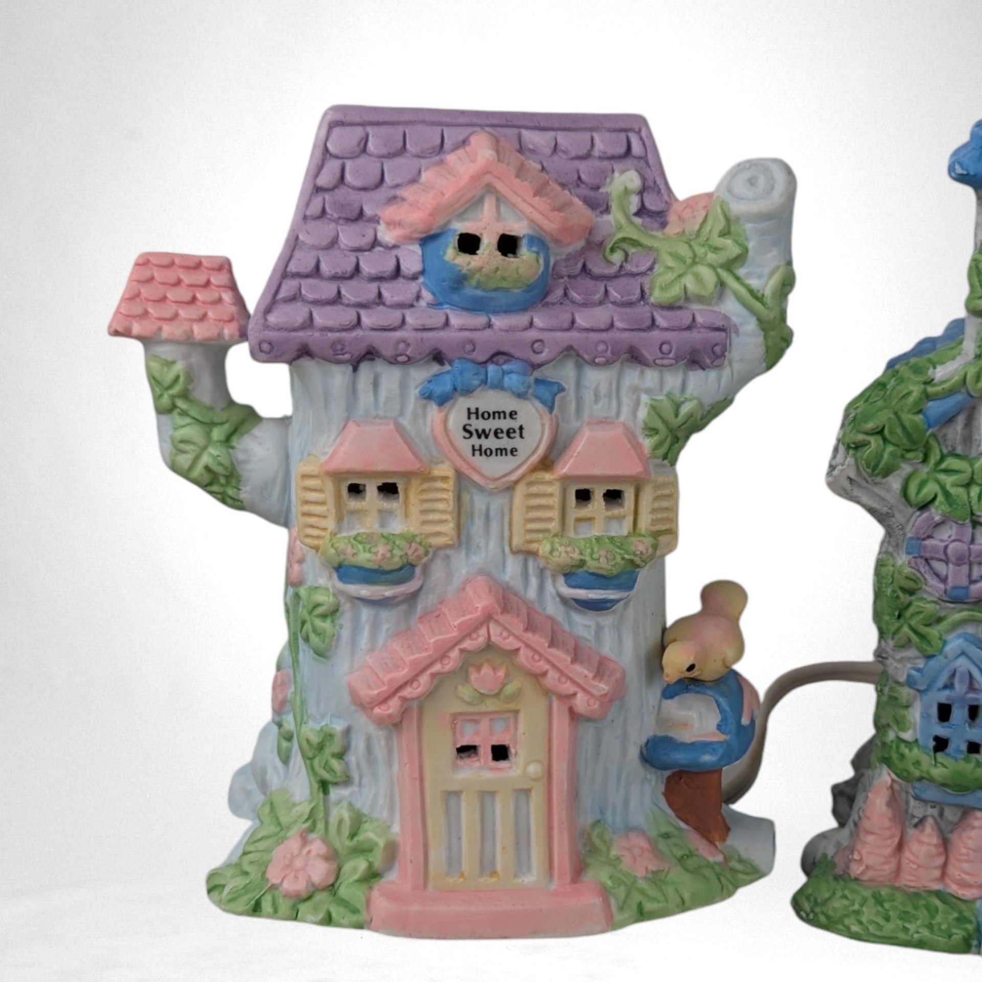 Ceramic Easter Village Houses, Set of 3 Light Up Easter Decor, Easter Decorations, Spring Decor, Easter Bunny Village, Gift for Collector