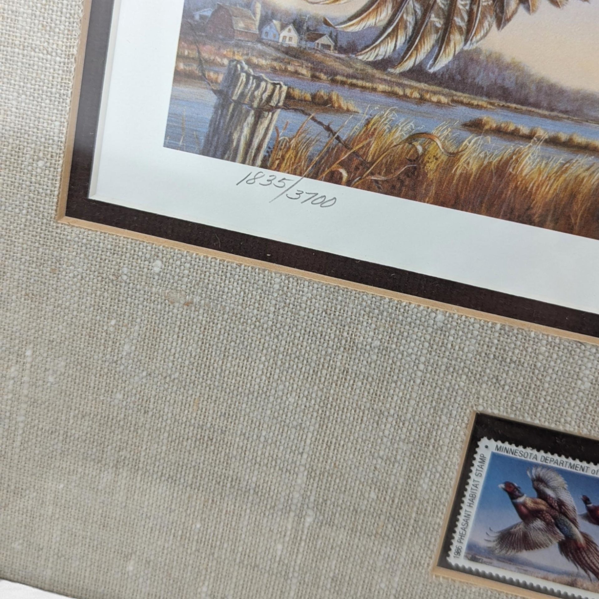 Vintage 1986 Minnesota Pheasant Stamp Print Framed, Signed James A. Meger, Wildlife Art, Hunting Decor, Cabin Decor, Gift for Hunter