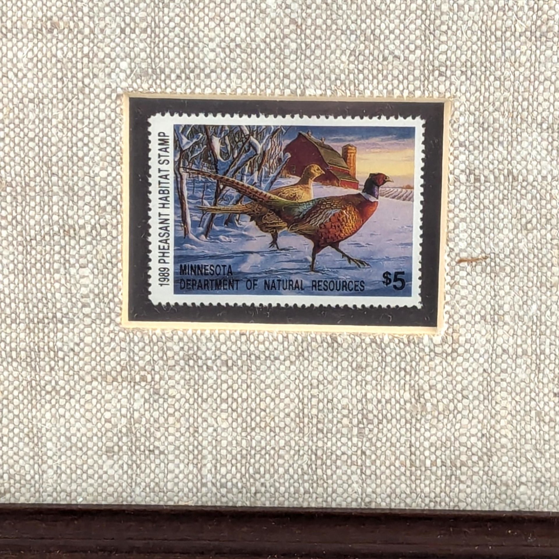 Vintage 1989 Minnesota Pheasant Habitat Stamp Print Framed, Signed David Chapman, Wildlife Art, Hunting Decor, Cabin Decor