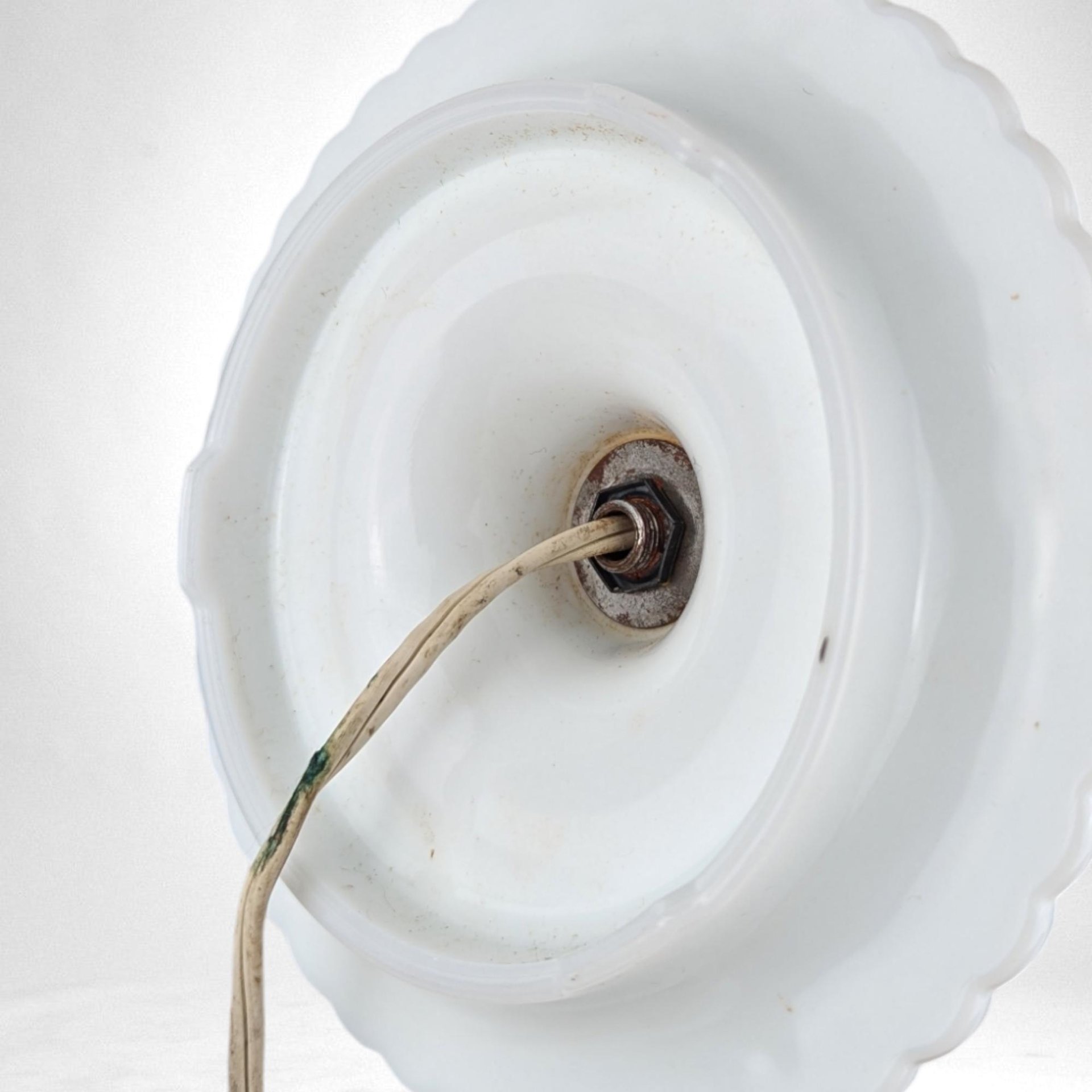 Vintage Milk Glass Lamp, Swirl, Boudoir Lamp, Bedside Lamp, Vanity Lamp, Farmhouse Chic, Cottagecore, 13.5" Tall, Rewiring Recommended
