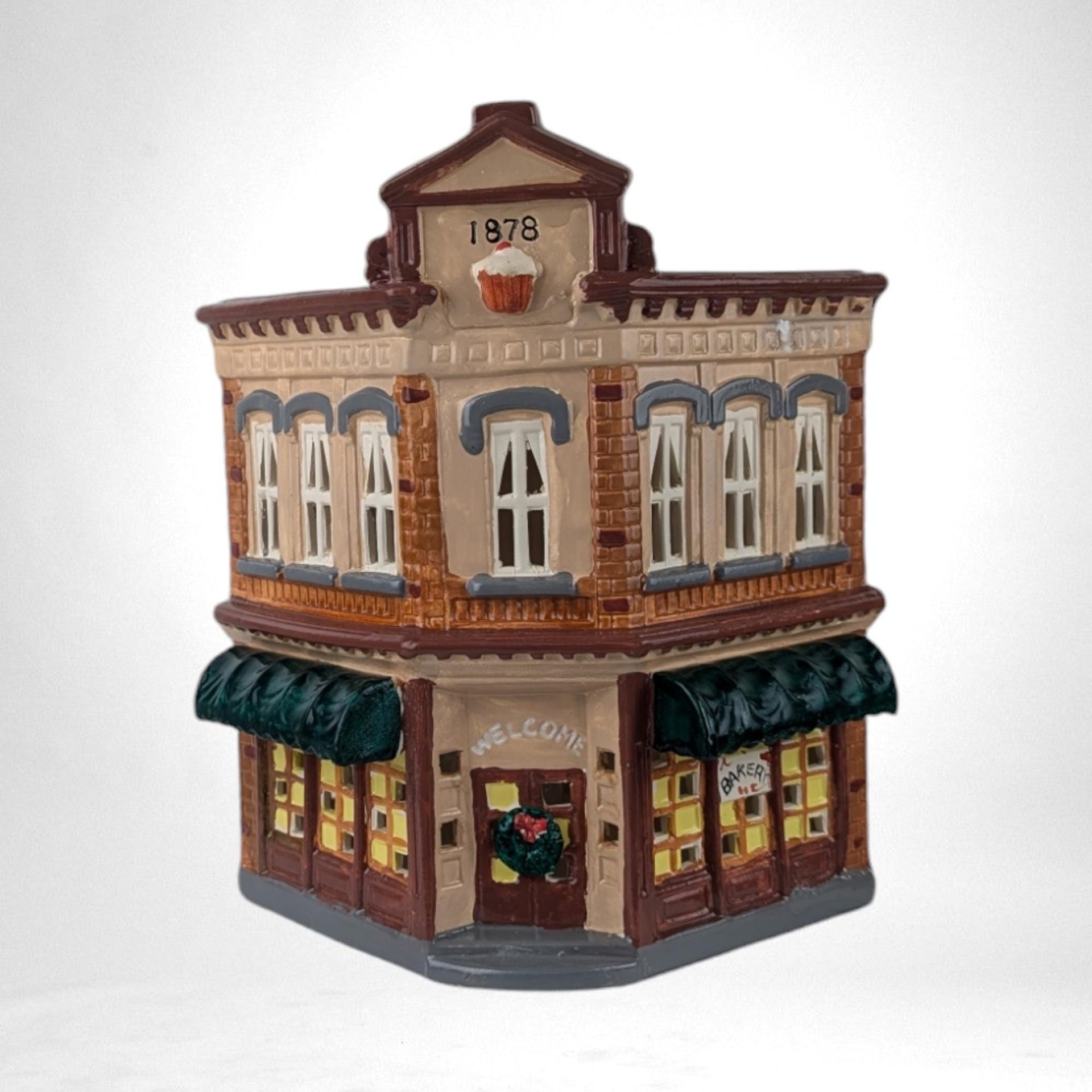 Vintage 1986 Department 56 Snow Village Bakery - Lighted Ceramic Building - Christmas Village Collectible