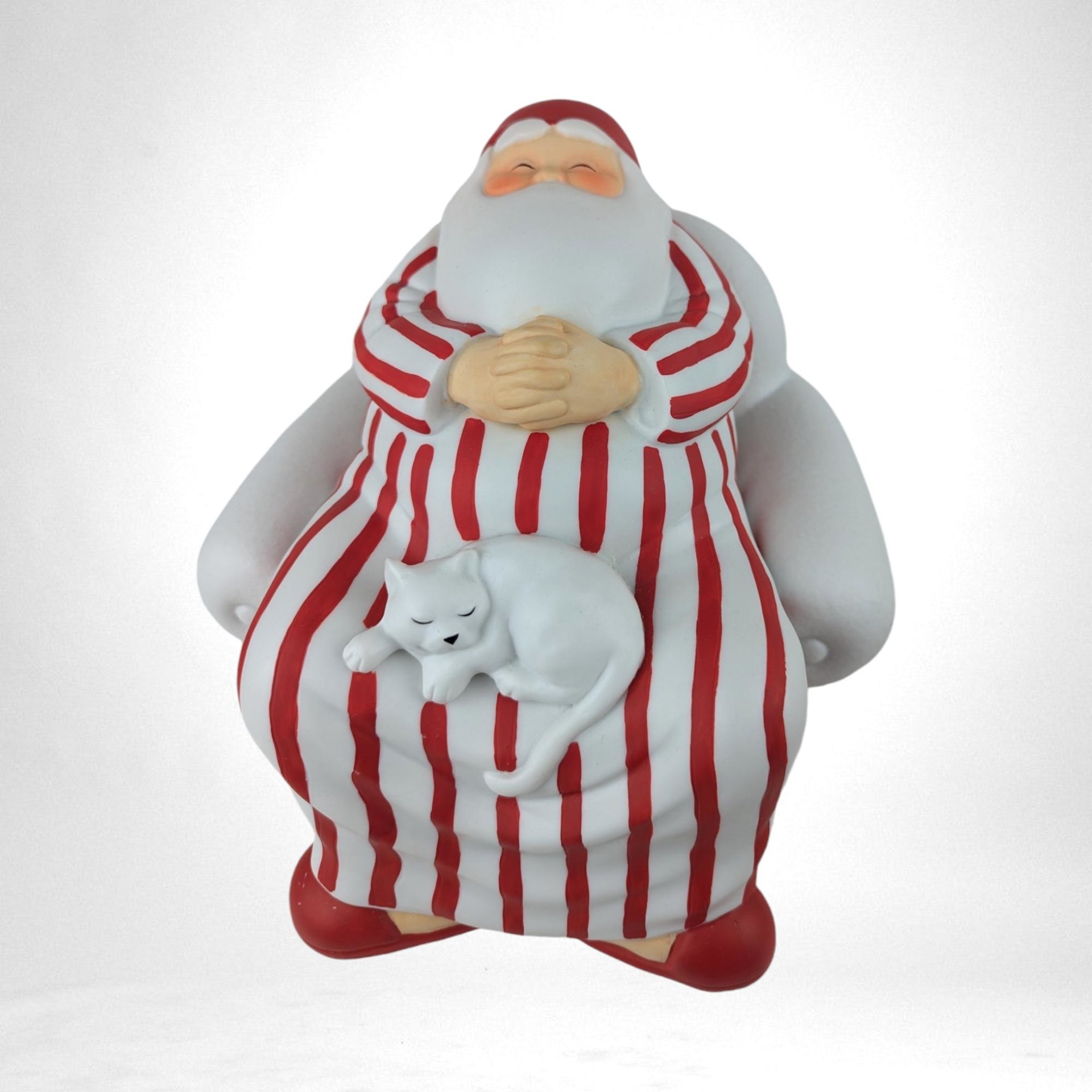 Vintage Dept 56 "Cat Nap" Santa,  Christmas Decor,  Sleeping Santa Figurine,  Holiday Decor,  Collectible Santa,  Cat Lover Gift