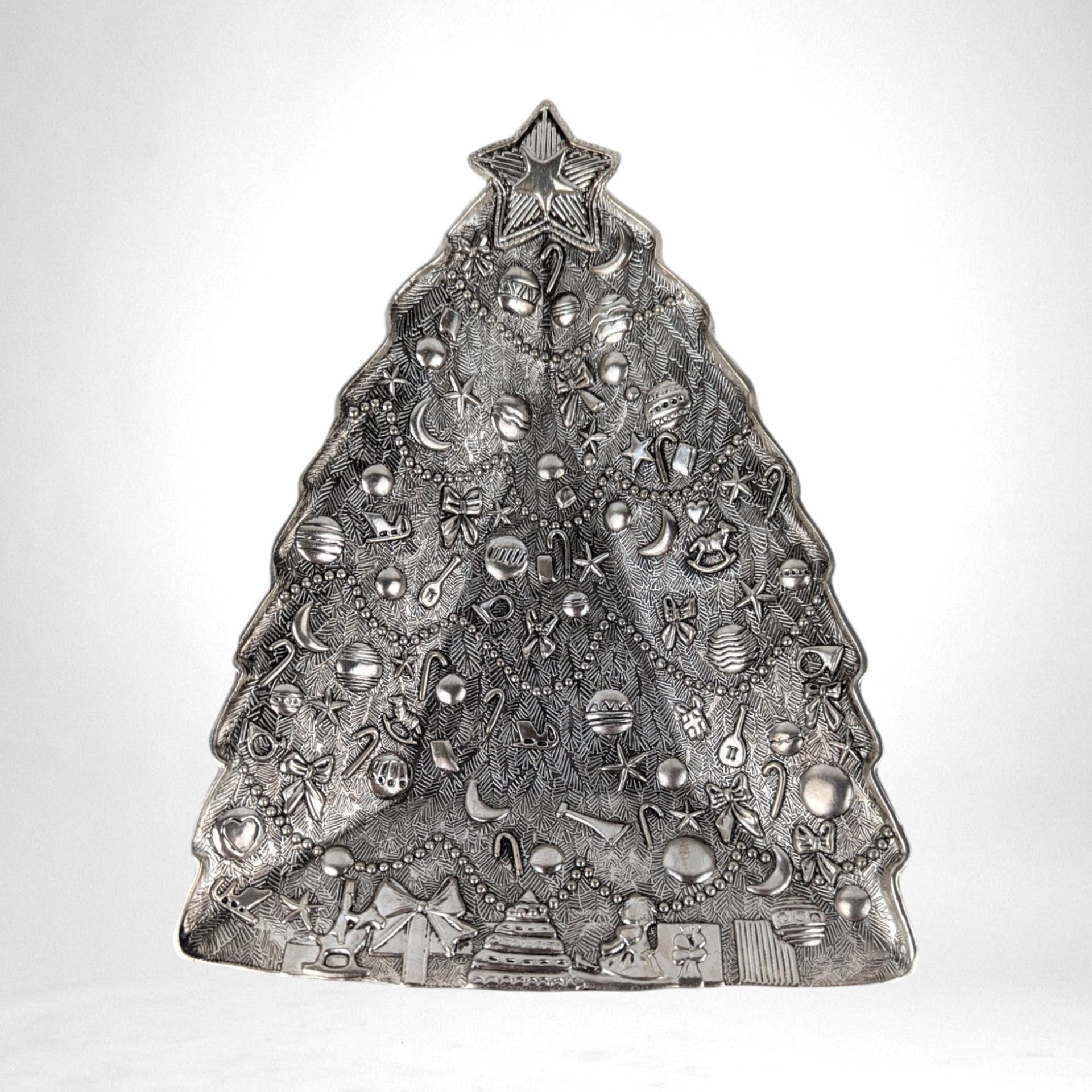 Vintage International Silver Company Christmas Tree Tray | Silver Plated Serving Tray | Holiday Decor