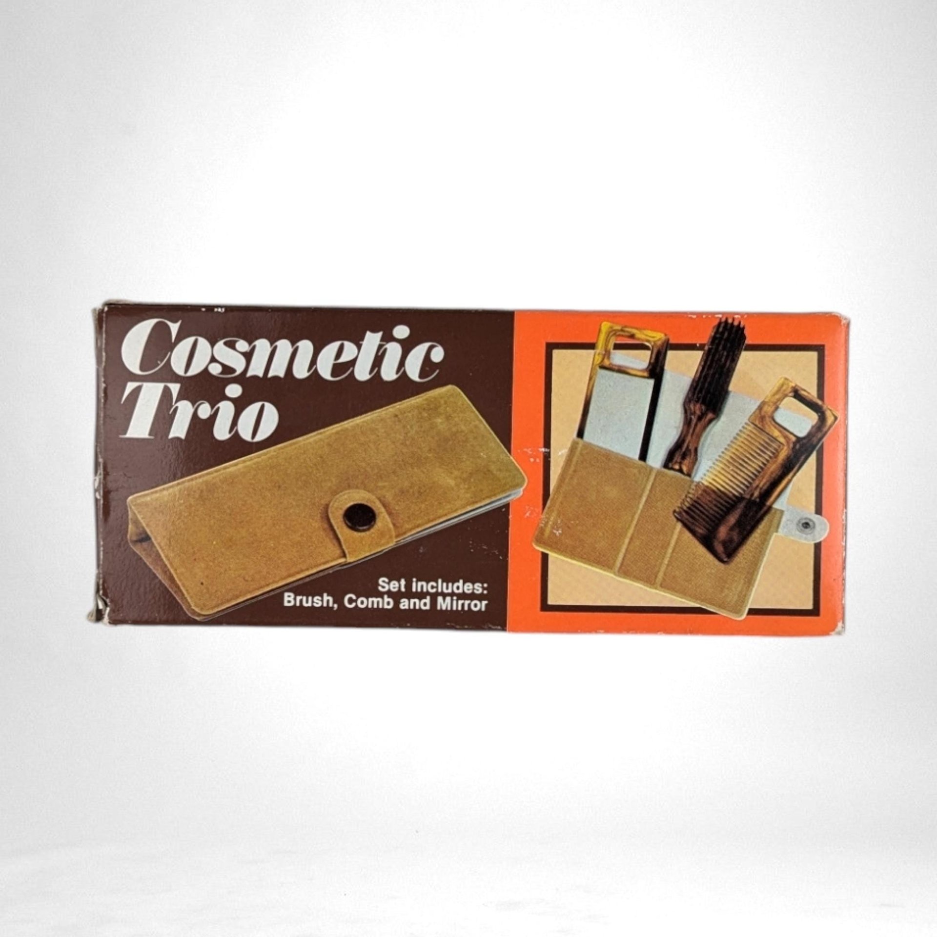 Vintage 1970s Cosmetic Trio Set | Travel Brush, Comb, and Mirror | Vanity Set