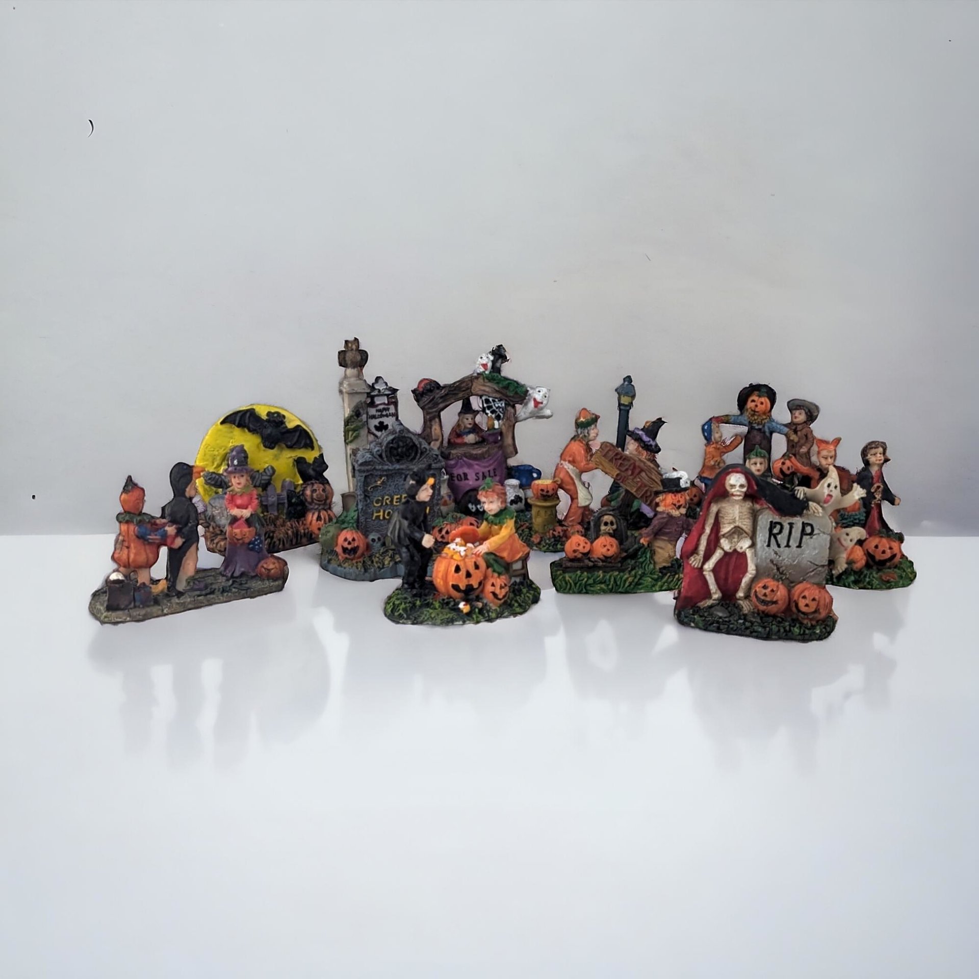 Vintage Halloween Village Accessories | Spooky Town Collection | Resin Figures | Halloween Decor