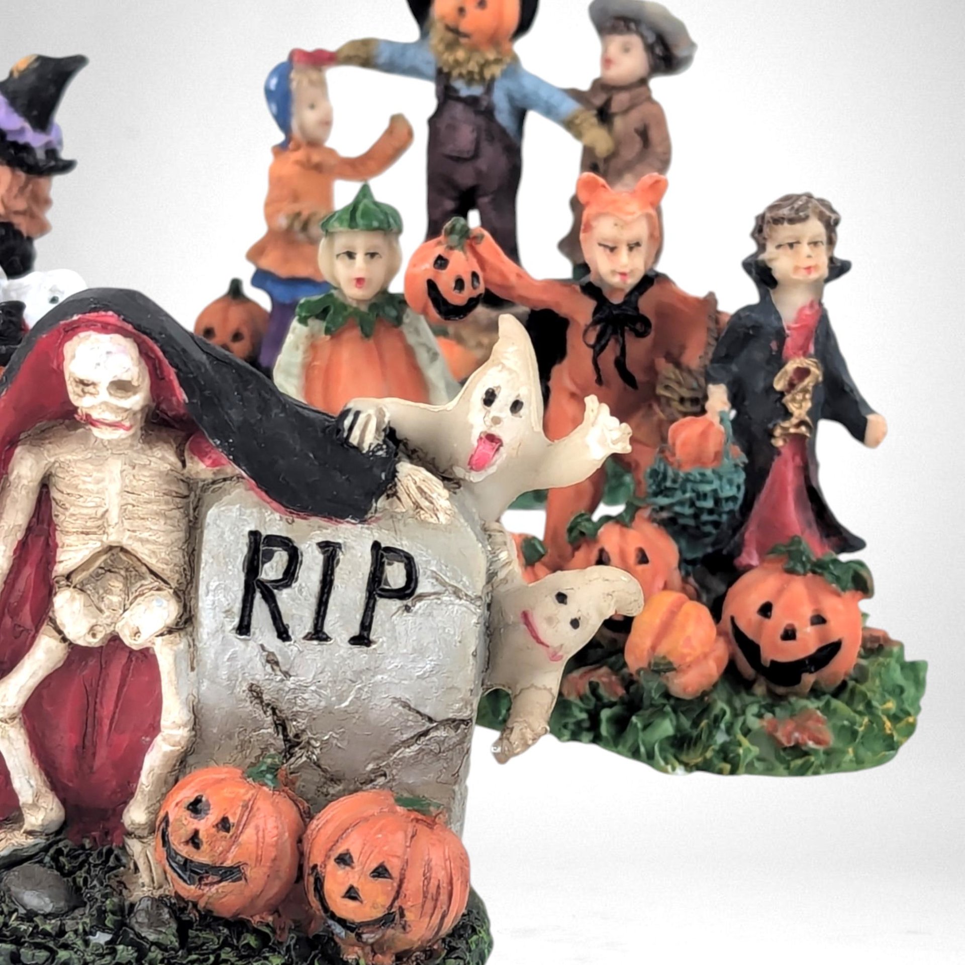 Vintage Halloween Village Accessories | Spooky Town Collection | Resin Figures | Halloween Decor