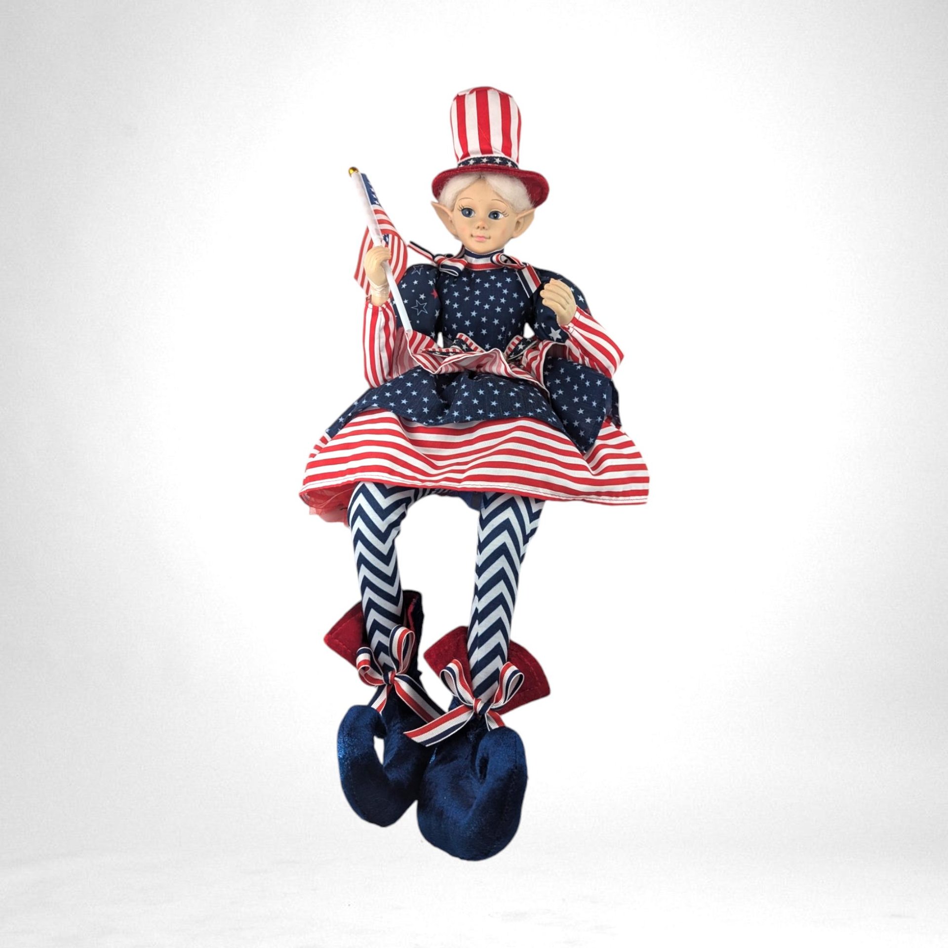 Vintage Cynthia Rowley 4th of July Elf | Patriotic Doll | Red, White, and Blue | Americana Decor