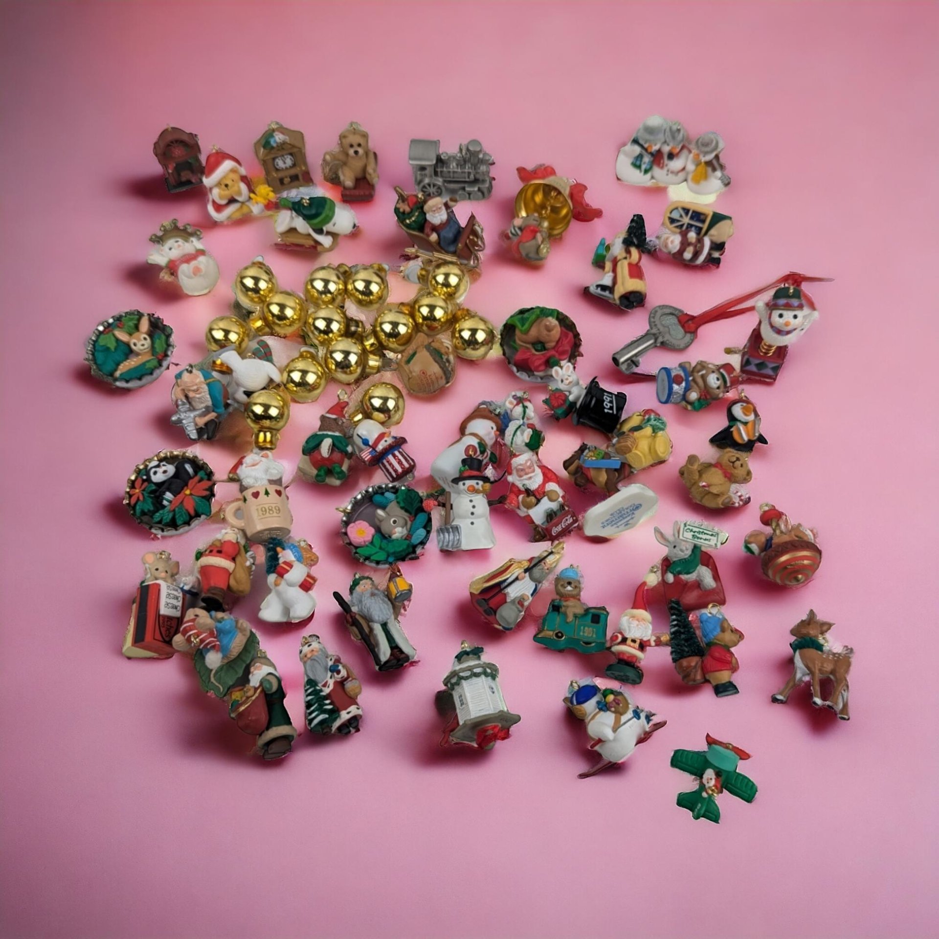 Vintage Miniature Christmas Ornaments, Hallmark Ornaments, Mini Ornaments for Crafts, Fairy Garden Decor, Dollhouse Ornaments