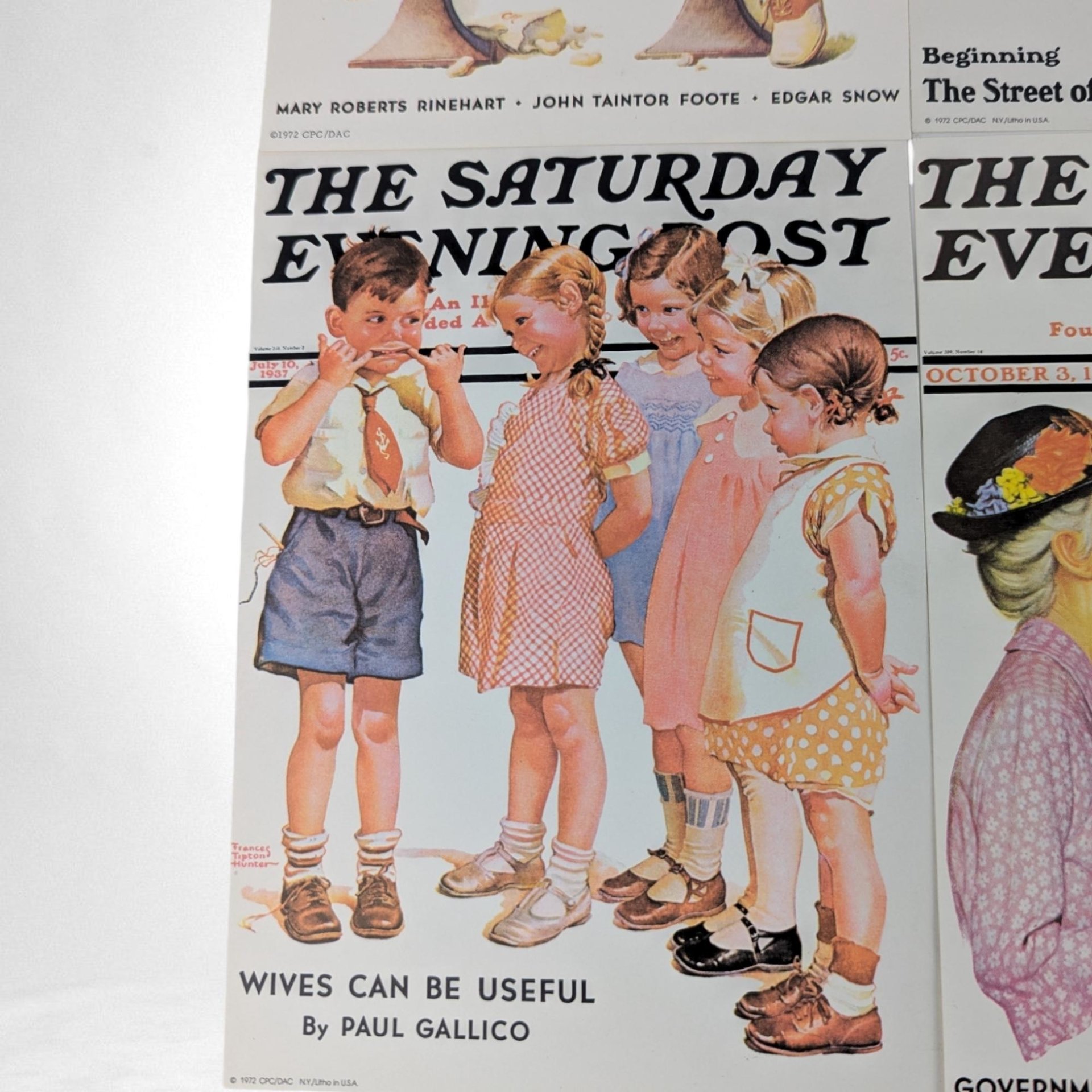 Set of 4 Norman Rockwell Saturday Evening Post Cover Prints, Vintage Illustrations, Wall Decor, 5x7" Cards