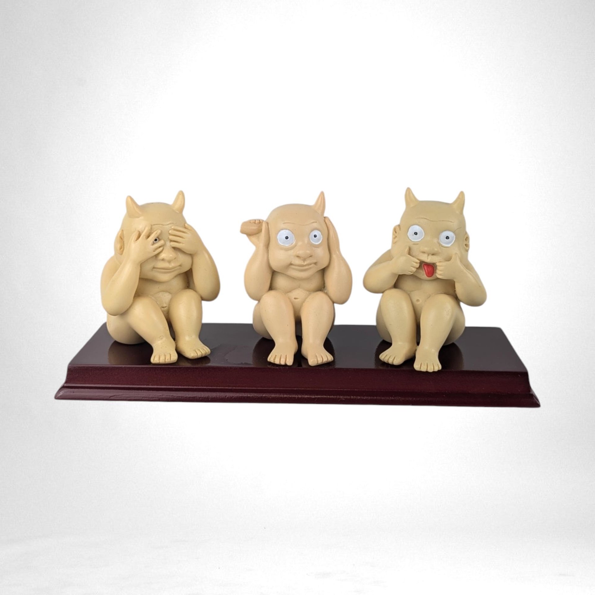 1998 Accoutrements See No Evil, Hear No Evil, Speak No Evil Imps, Set of 3 Figurines, Gothic Decor, Quirky Gift