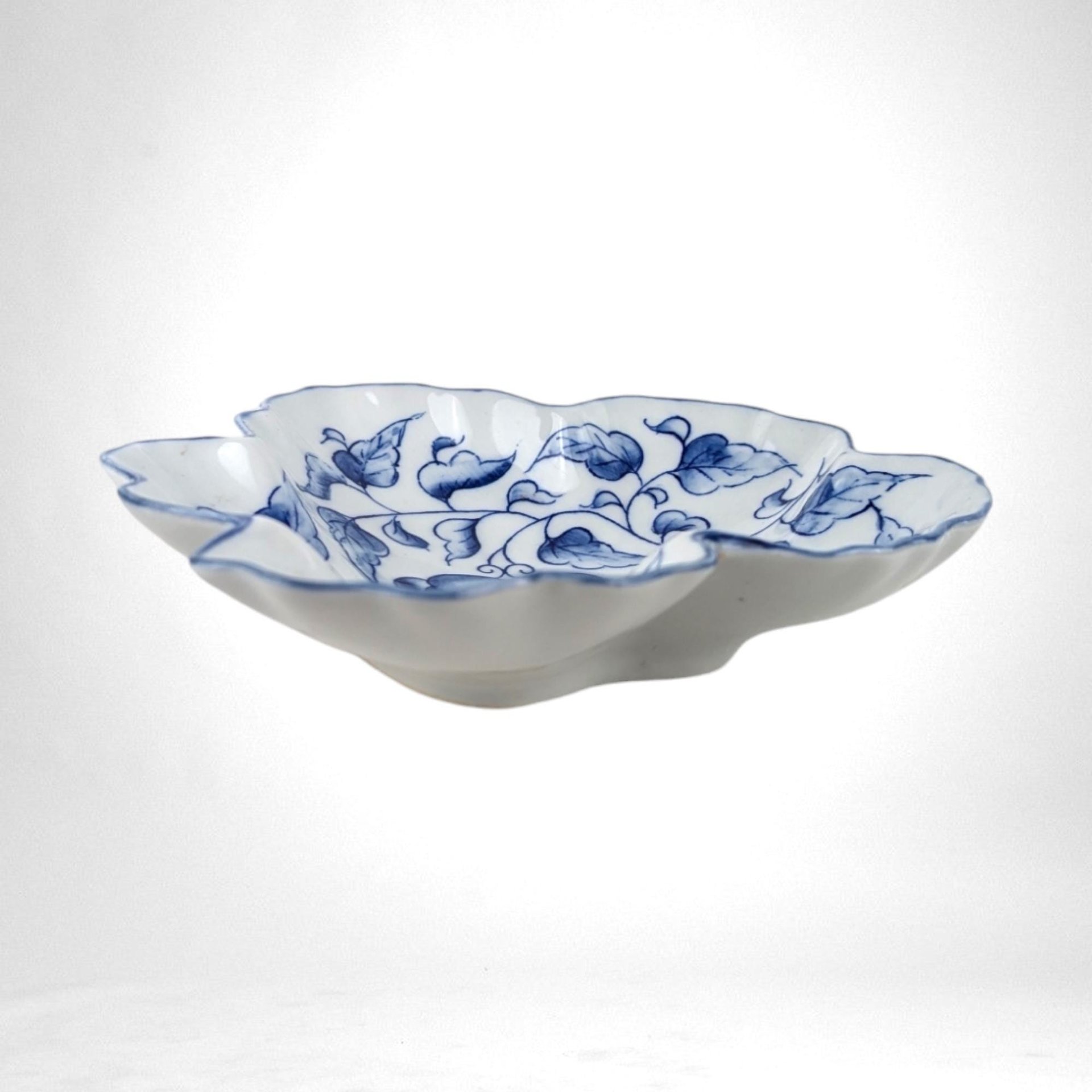 Vintage Andrea by Sadek Trinket Dish | Blue and White Porcelain Dish | Leaf Shaped Dish | Ring Dish | Vanity Tray
