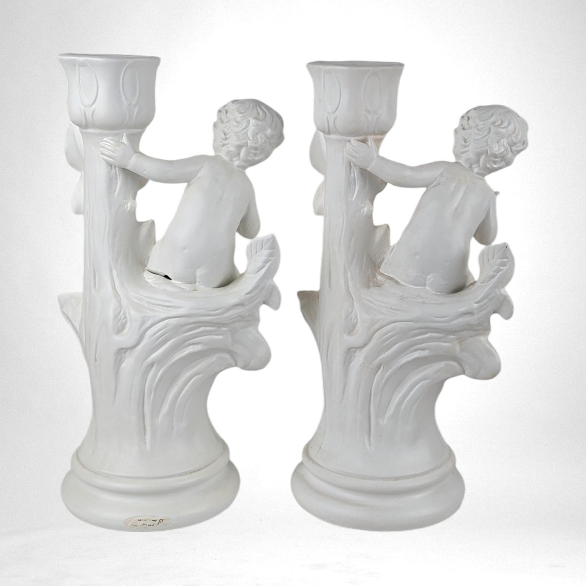 Vintage Holland Mold Cherub Candlestick Holders | Pair of Porcelain Cherubs | Angel Candle Holders | Romantic Home Decor | Wedding Decor