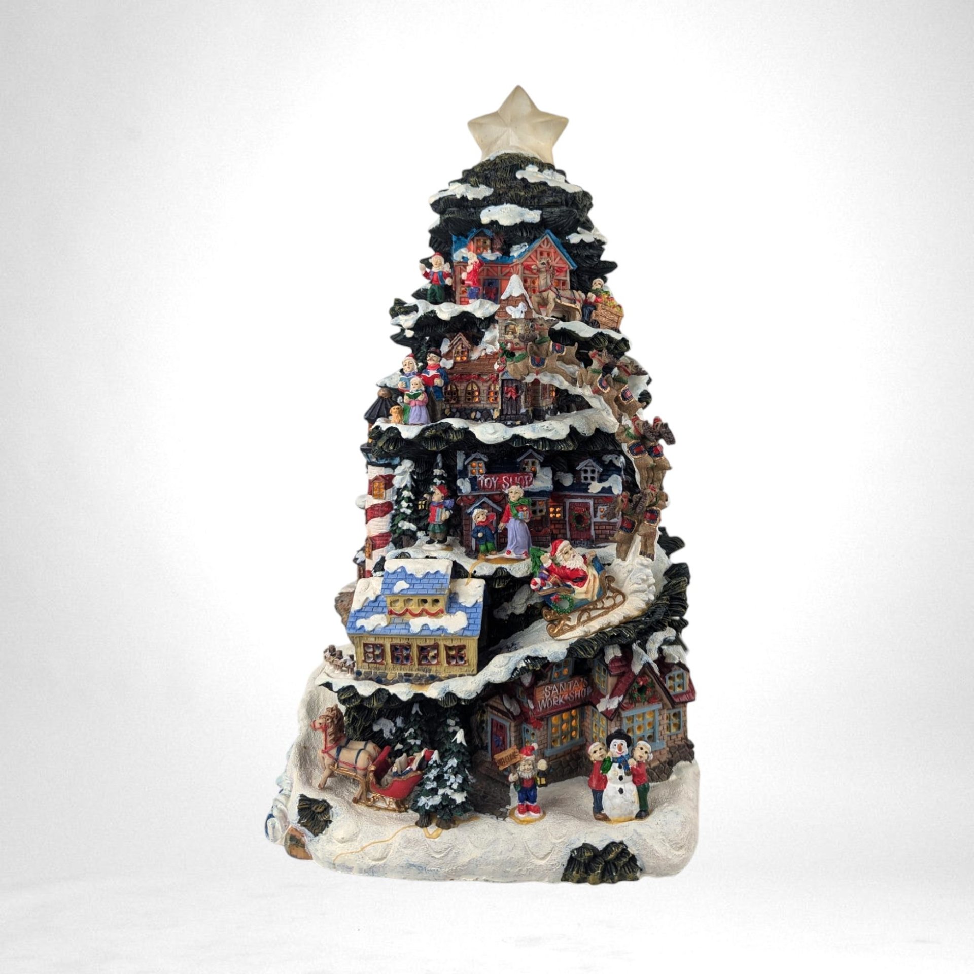 Vintage Kmart Trim A Tree Lighted Christmas Tree Village |  Christmas Village Scene |  Holiday Decor |  Tabletop Christmas Tree | 13.5"