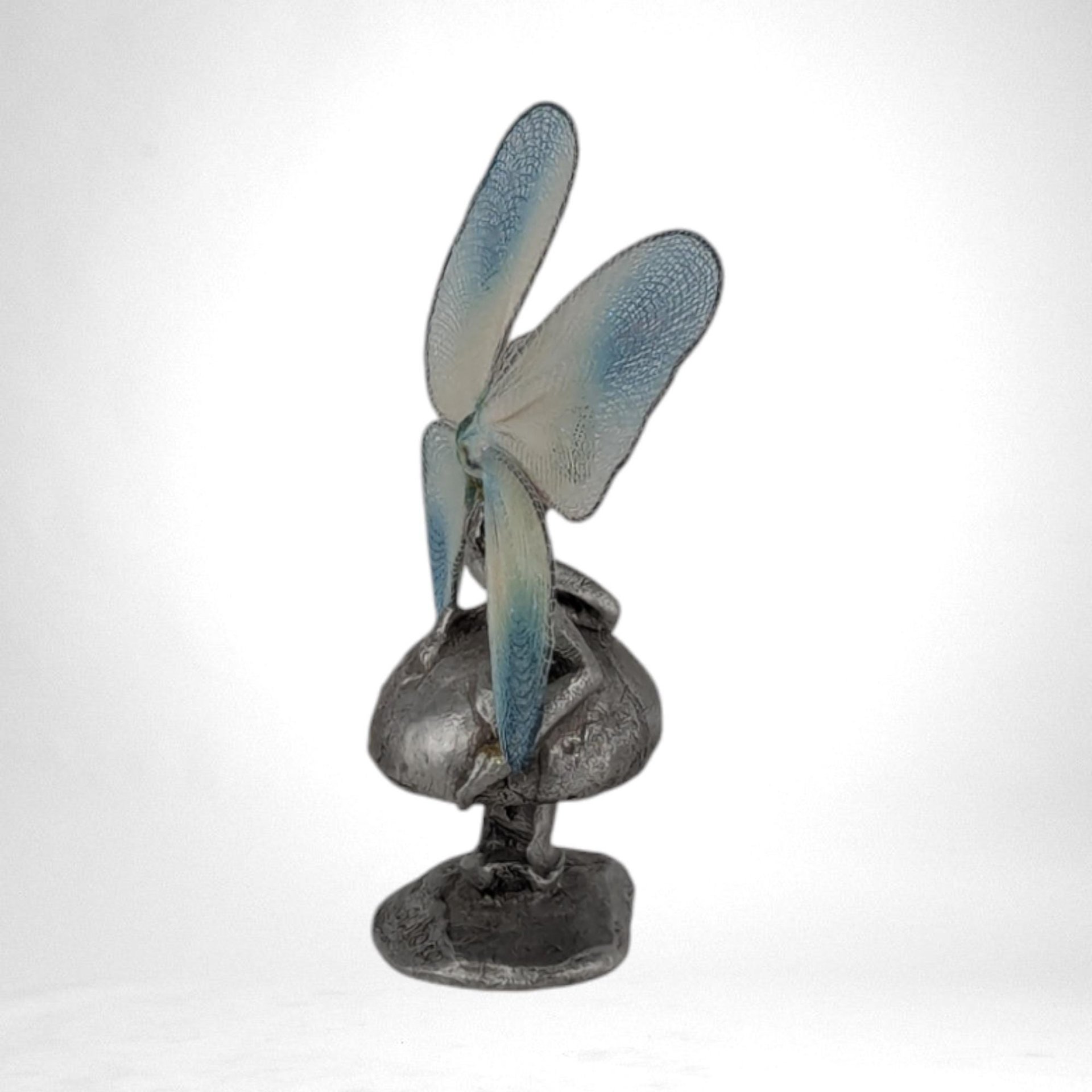 Vintage Pewter Fairy on Mushroom Figurine, Collectible Fantasy Decor, Gift for Fairy Lovers