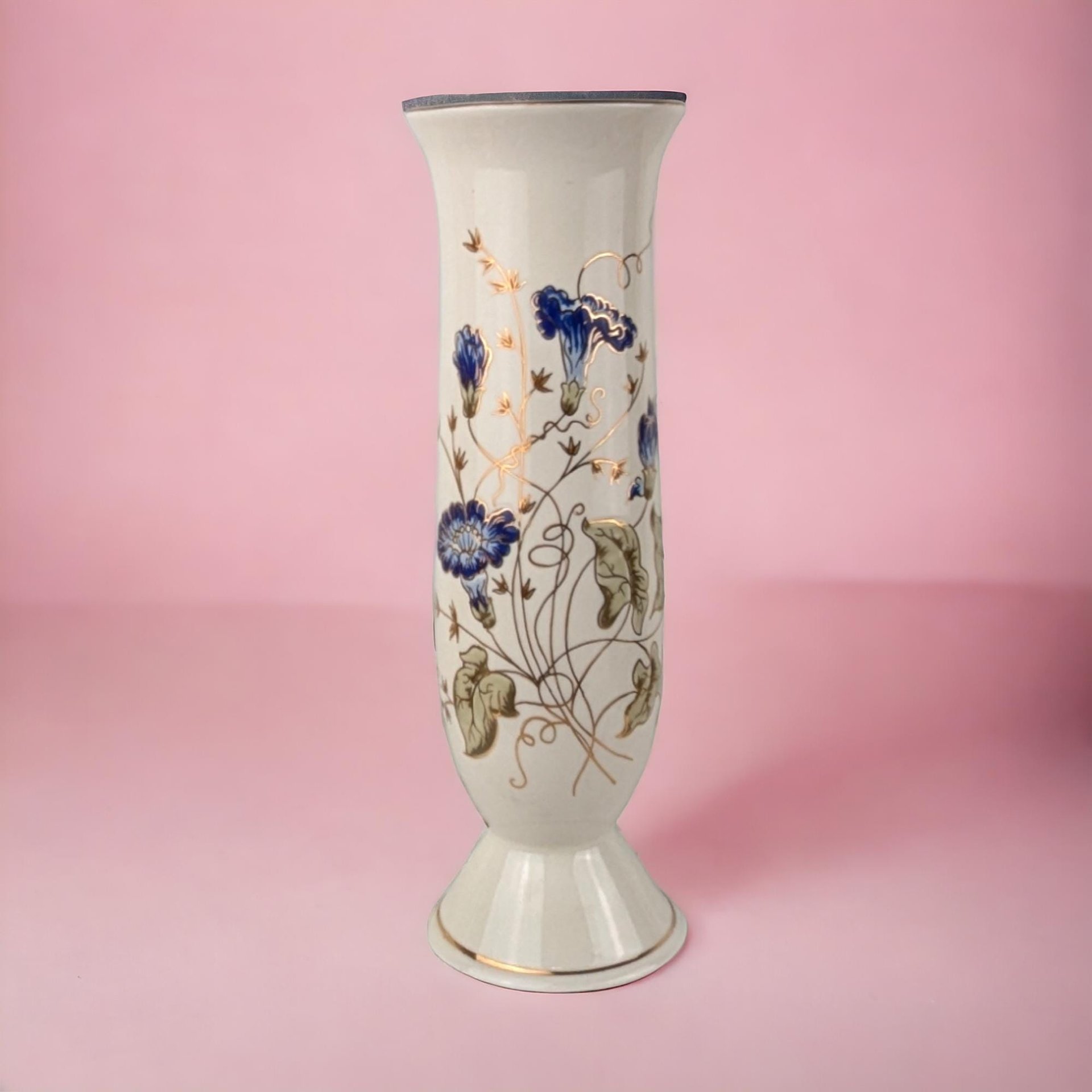 Vintage Zsolnay Hungary Vase, Porcelain Vase, Blue Flower Vase, Hand Painted Floral Vase, Home Decor, Gift for Collector