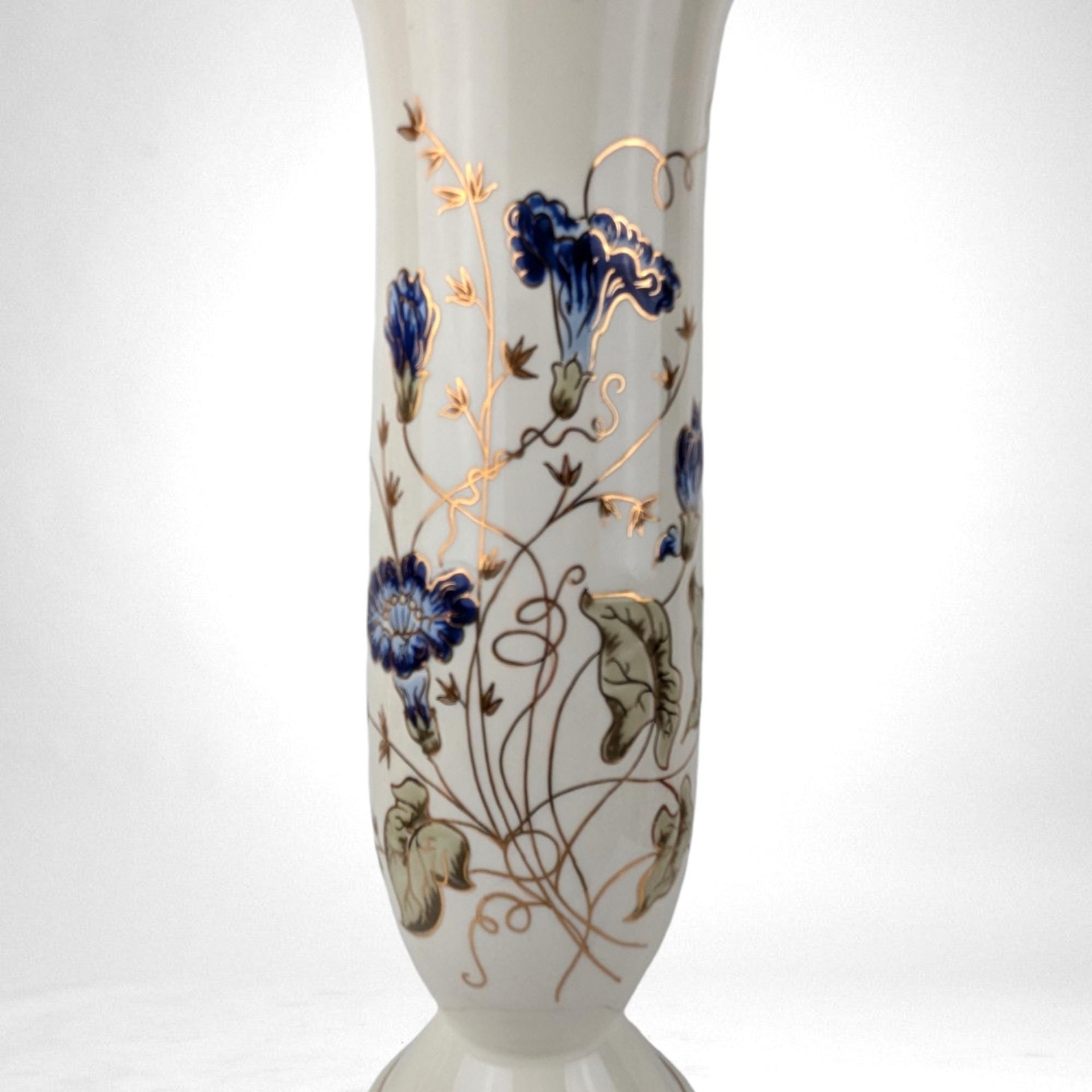 Vintage Zsolnay Hungary Vase, Porcelain Vase, Blue Flower Vase, Hand Painted Floral Vase, Home Decor, Gift for Collector