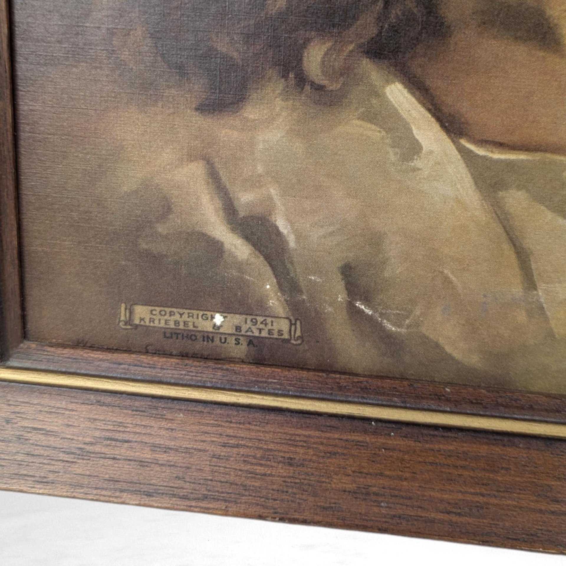 Vintage Warner Sallman "Head of Christ" Framed Print, Kriebel & Bates Religious Art, 1941 Jesus Picture, Wall Decor, 16.5" by 13"