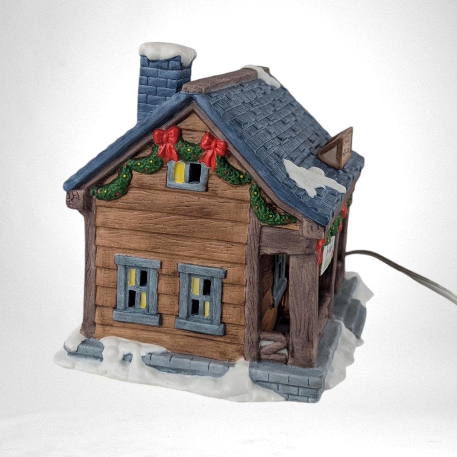 Vintage Roman Inc. Lighted Caddy House -  Christmas Village Collectible -  Golf Theme Holiday Decor - With Original Box
