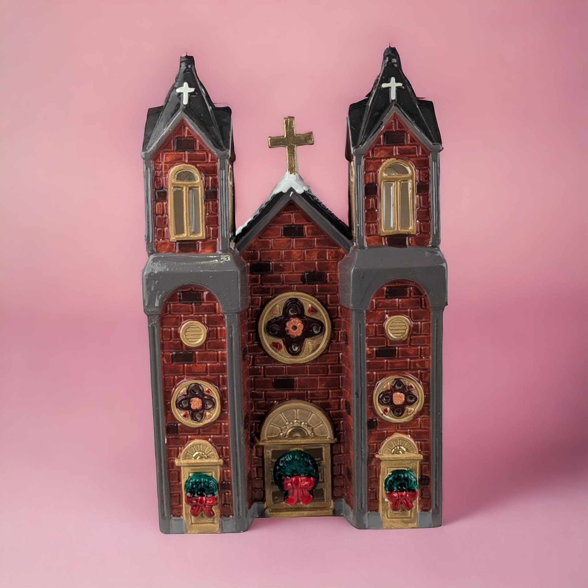 Vintage 1986 Department 56 "St. James Church" - Snowhorse Series - Lighted Ceramic Building - Christmas Village Collectible